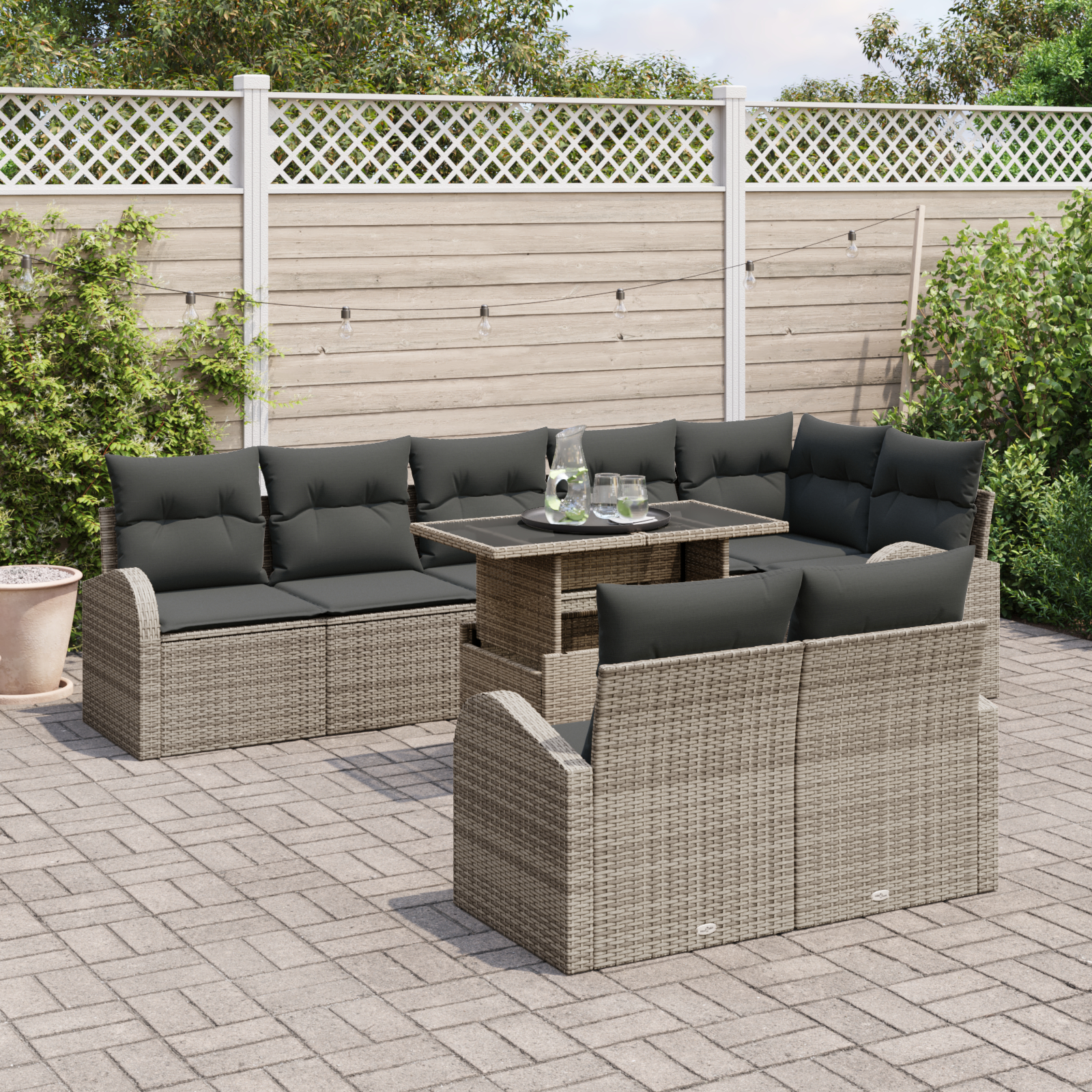 vidaXL Set de canapele pentru grădină 9 pcs Gri 100 x 55 x 73 cm vidaXL Set de canapele pentru grădină 9 pcs Gri 100 x 55 x 73 cm