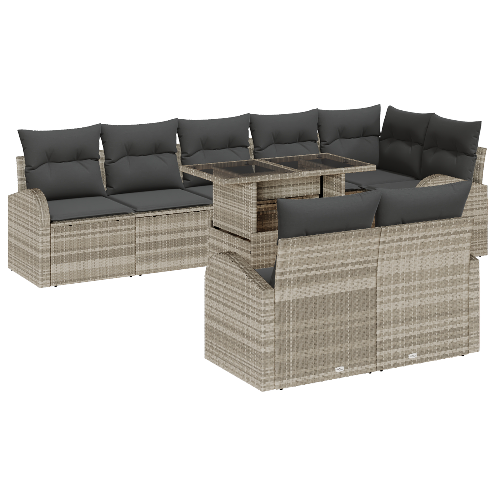 vidaXL Set de canapele pentru grădină cu pernă 9 pcs Gri deschis vidaXL Set de canapele pentru grădină cu pernă 9 pcs Gri deschis