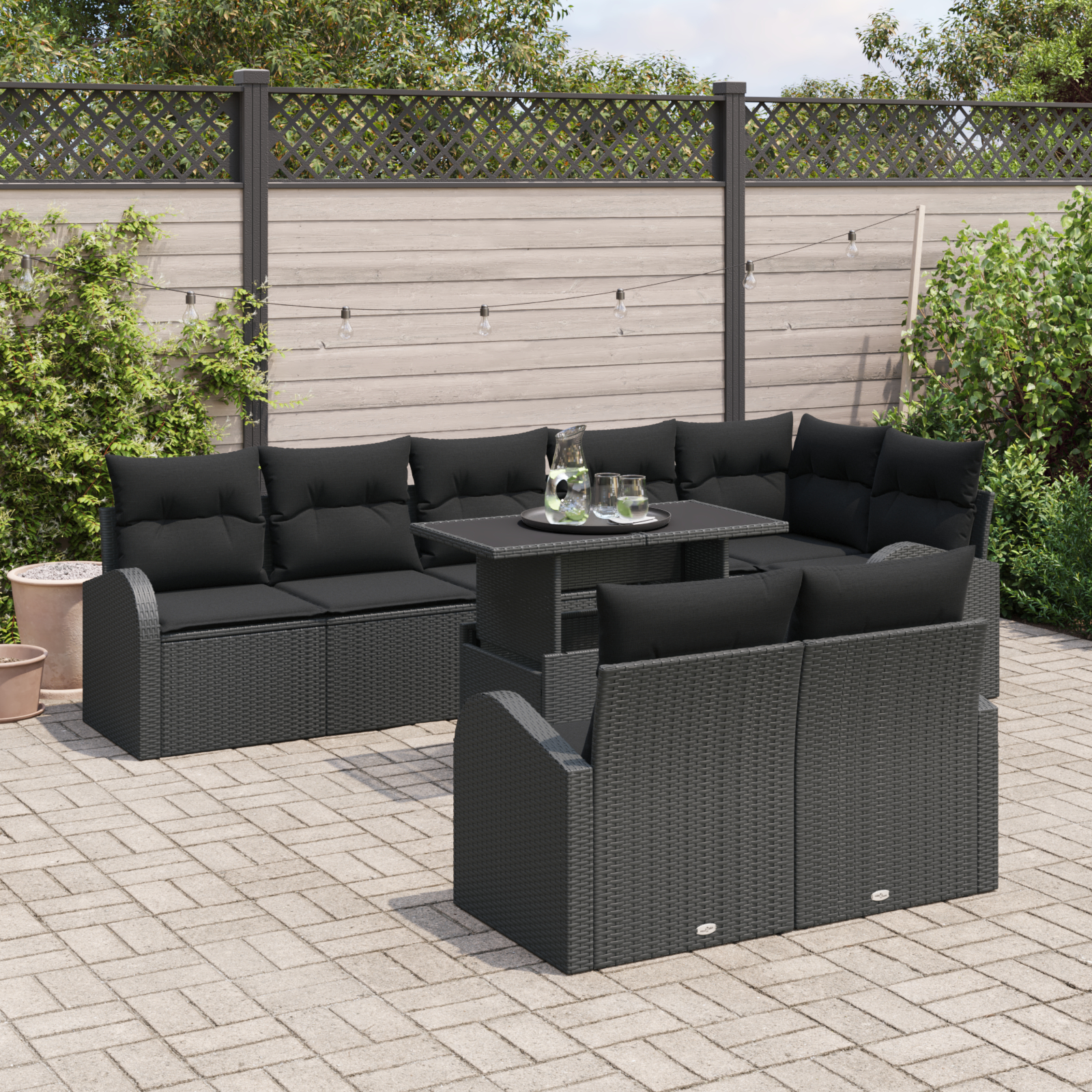 vidaXL Set de canapele pentru grădină 9 pcs Negru 100 x 55 x 73 cm vidaXL Set de canapele pentru grădină 9 pcs Negru 100 x 55 x 73 cm