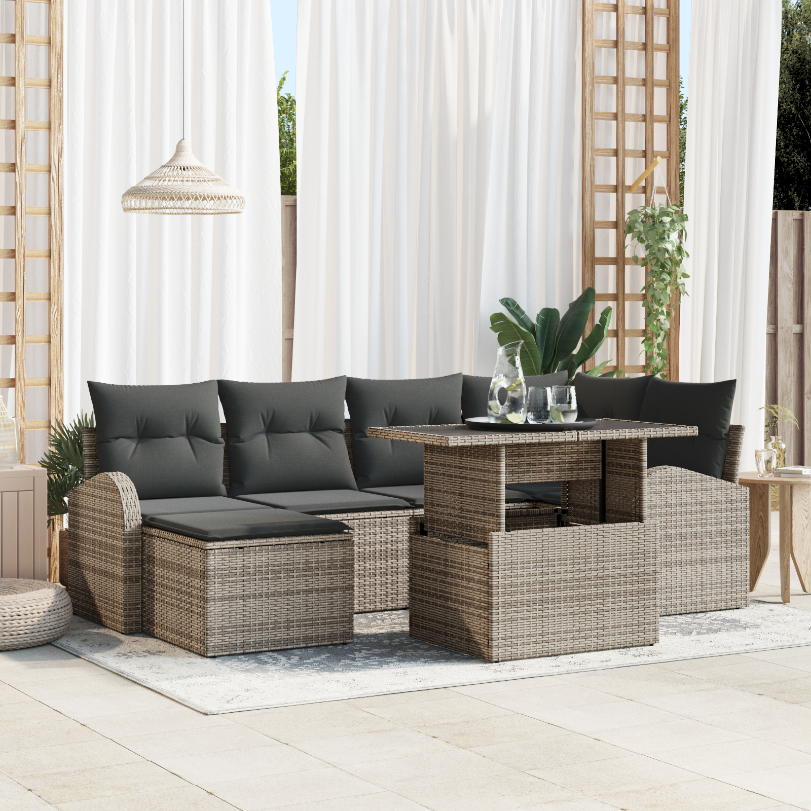 vidaXL Set de canapele pentru grădină cu pernă 7 pcs Gri vidaXL Set de canapele pentru grădină cu pernă 7 pcs Gri