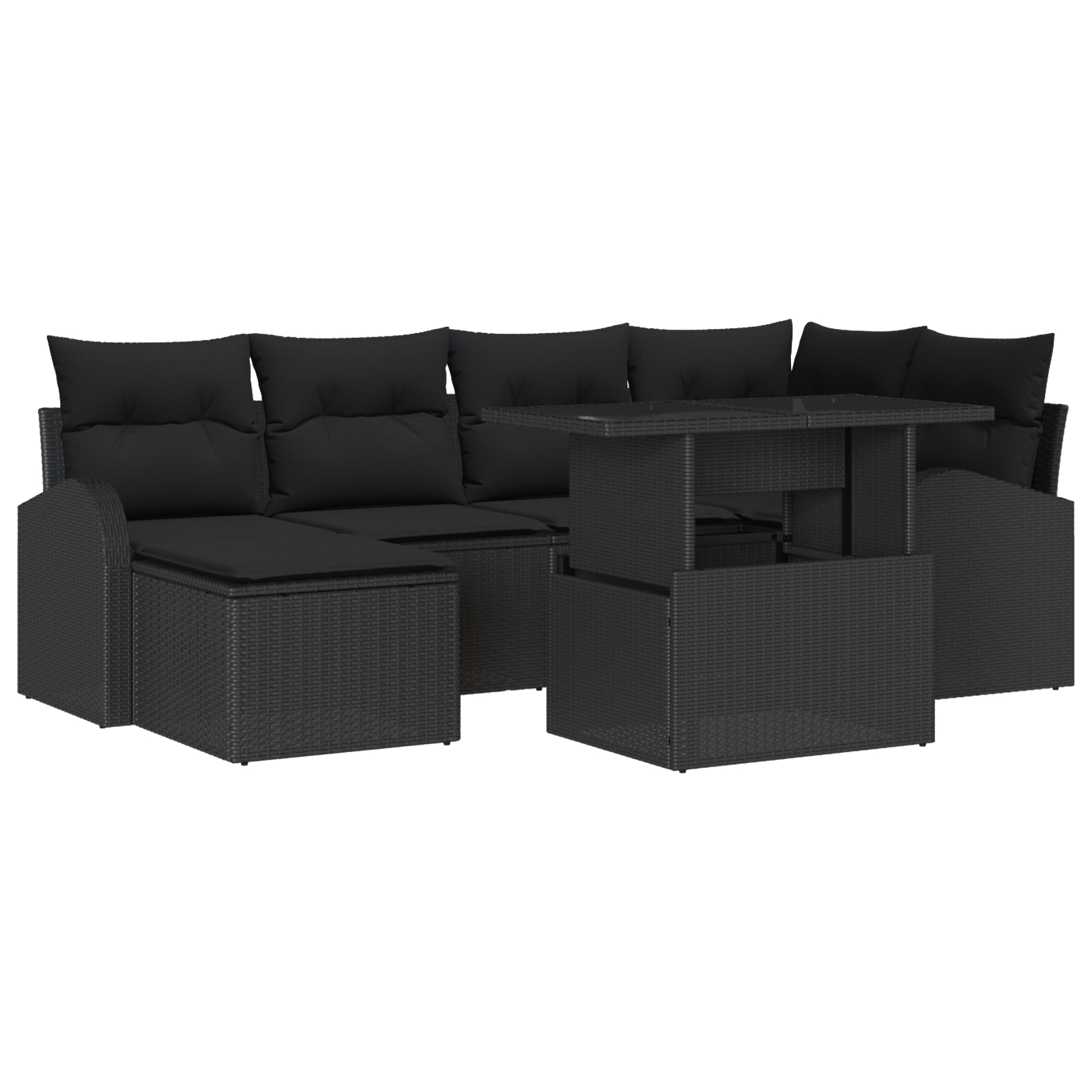 vidaXL Set de canapele pentru grădină cu pernă 7 pcs Negru vidaXL Set de canapele pentru grădină cu pernă 7 pcs Negru