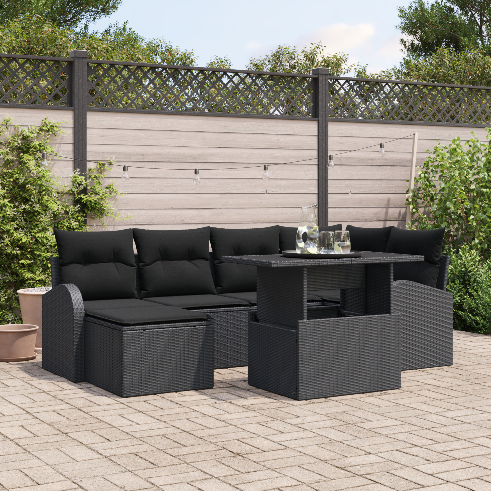 vidaXL Set de canapele pentru grădină cu pernă 7 pcs Negru vidaXL Set de canapele pentru grădină cu pernă 7 pcs Negru