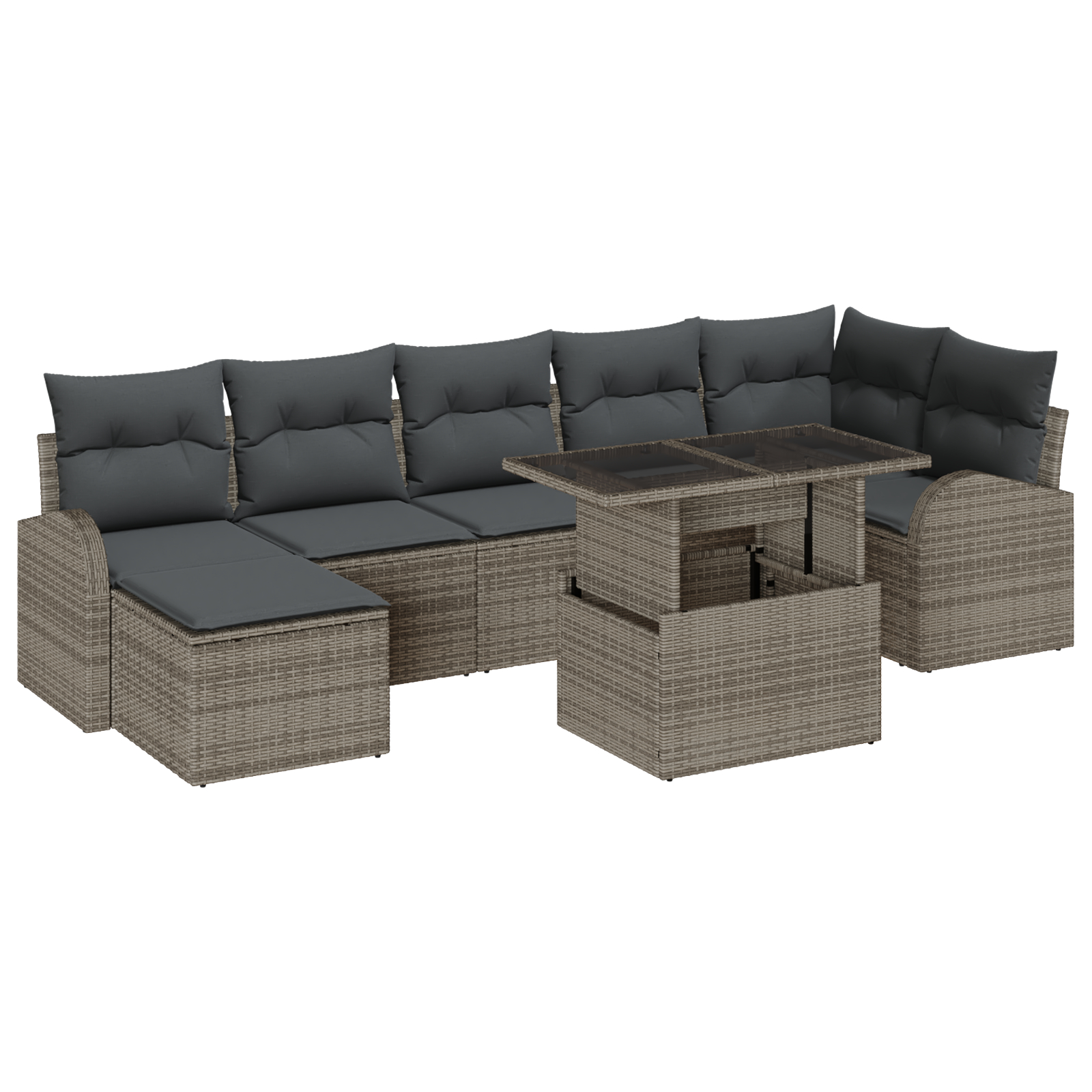 vidaXL Set de canapele pentru grădină cu pernă 8 pcs Gri