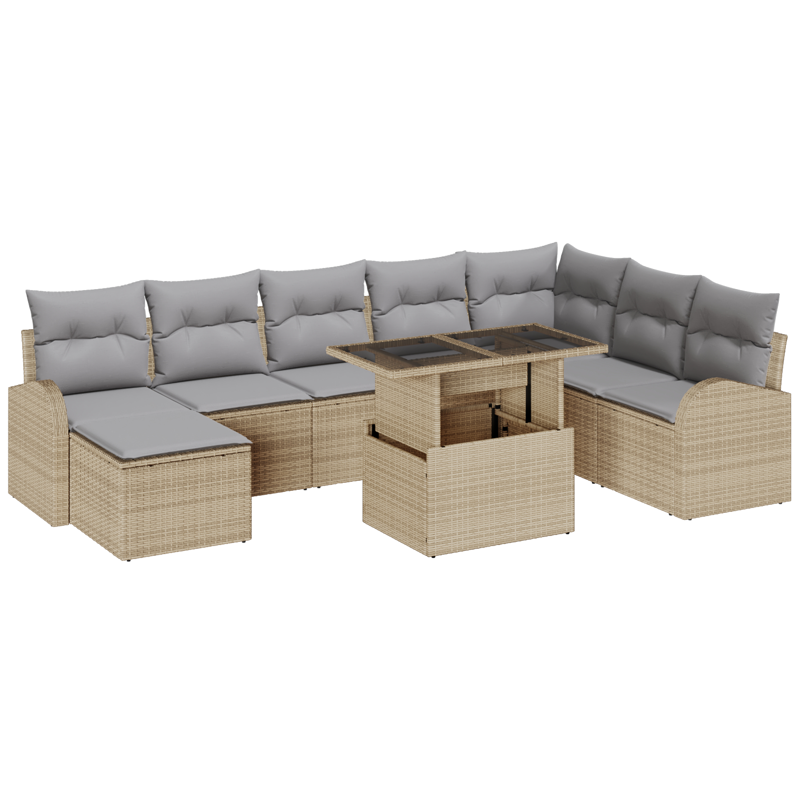 vidaXL Set de canapele pentru grădină 9 pcs bej și gri deschis vidaXL Set de canapele pentru grădină 9 pcs bej și gri deschis