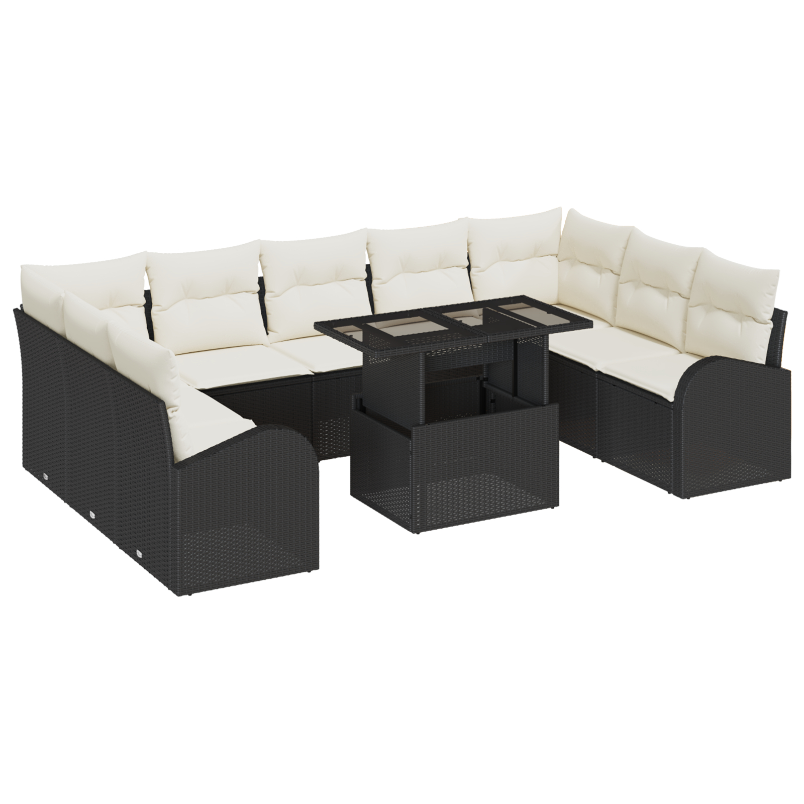 vidaXL Set de canapele pentru grădină cu pernă 10 pcs negru și crem vidaXL Set de canapele pentru grădină cu pernă 10 pcs negru și crem