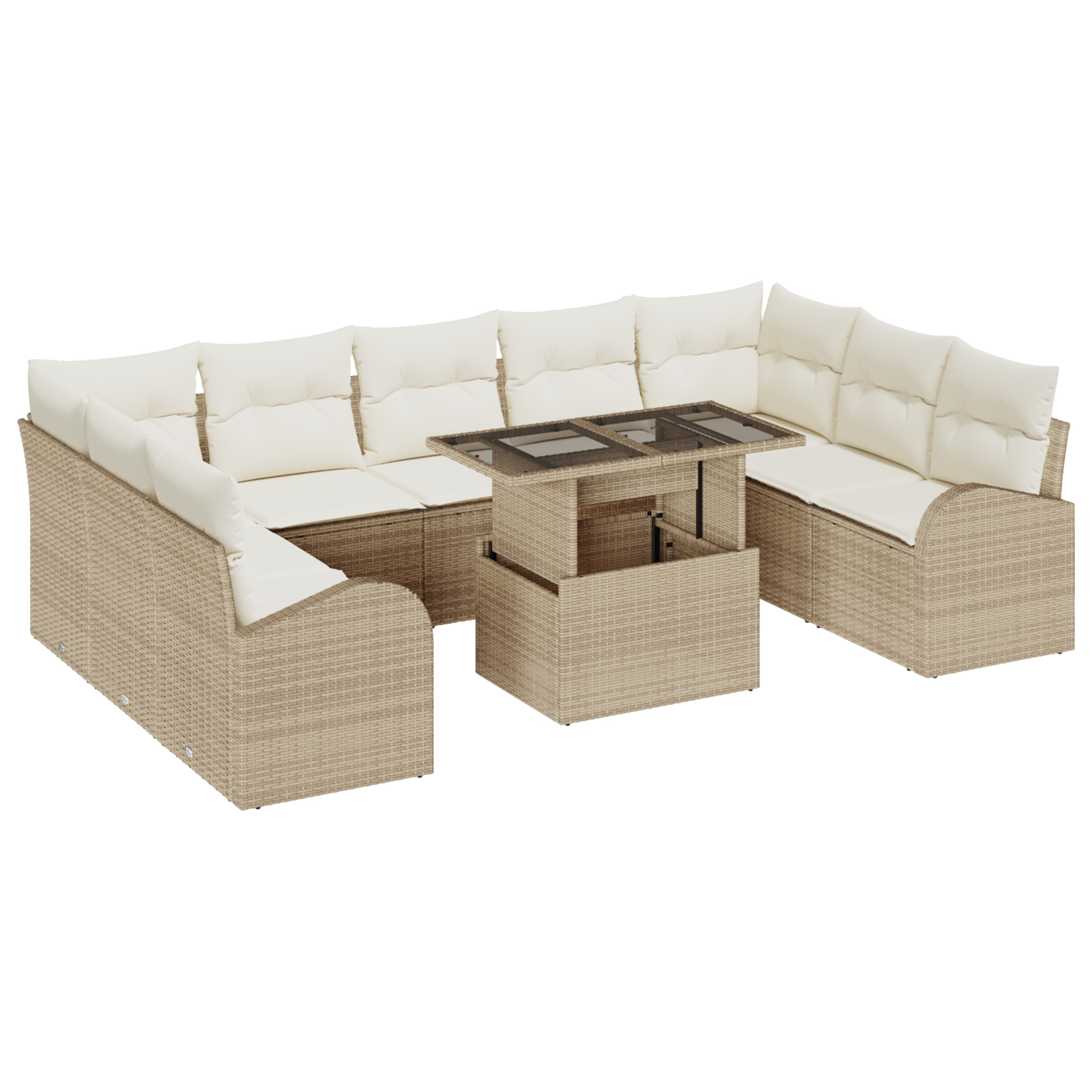 vidaXL Set de canapele pentru grădină cu pernă 10 pcs bej și crem vidaXL Set de canapele pentru grădină cu pernă 10 pcs bej și crem