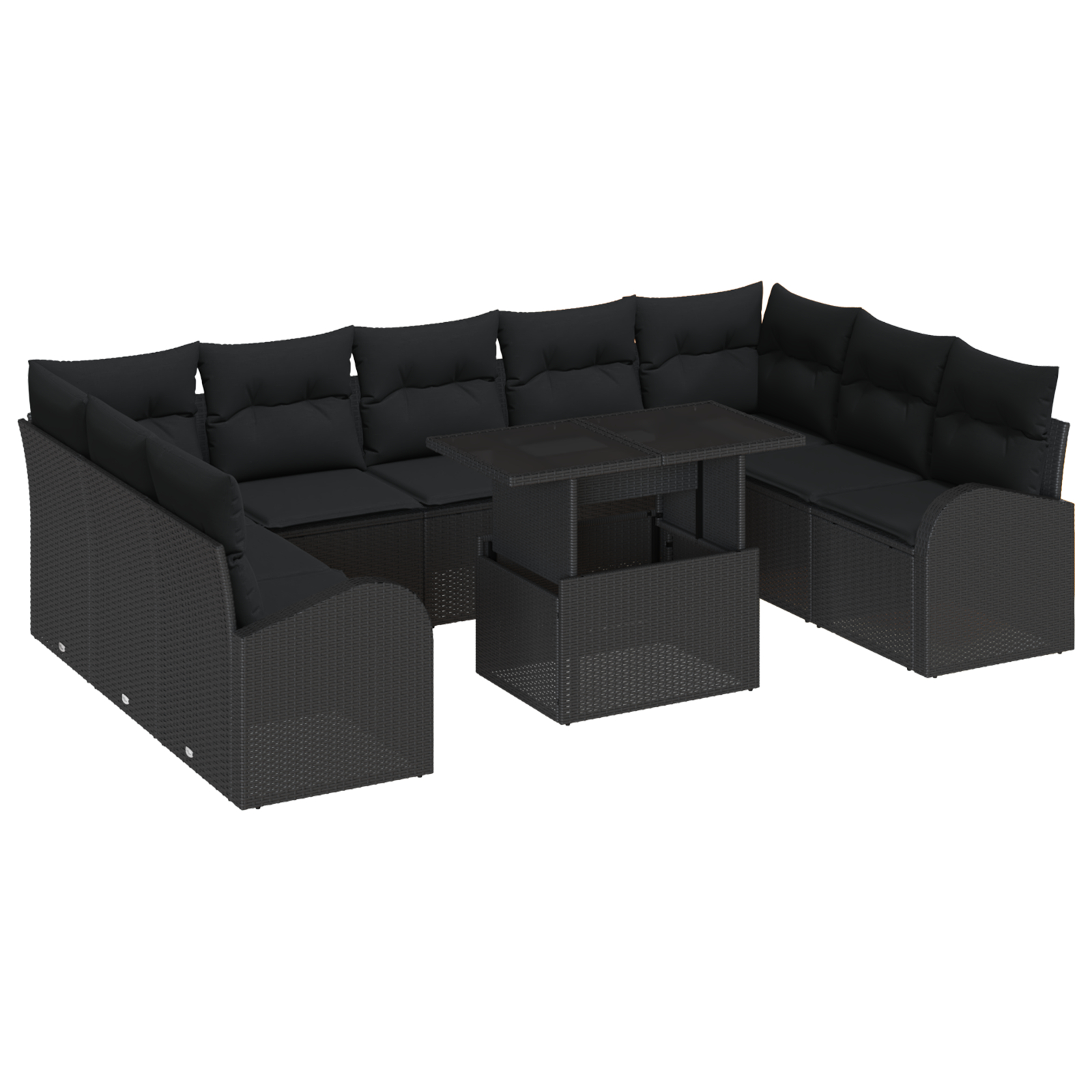 vidaXL Set de canapele pentru grădină 10 pcs Negru 100 x 55 x 73 cm vidaXL Set de canapele pentru grădină 10 pcs Negru 100 x 55 x 73 cm