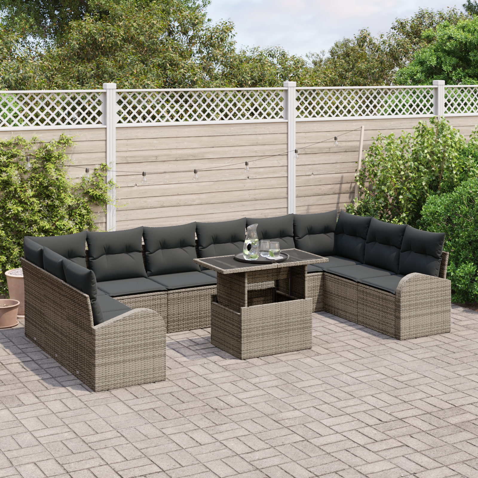 vidaXL Set de canapele pentru grădină 11 pcs Gri 100 x 55 x 73 cm