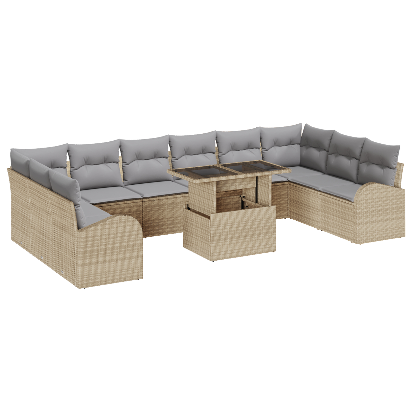 vidaXL Set de canapele pentru grădină 11 pcs bej și gri deschis vidaXL Set de canapele pentru grădină 11 pcs bej și gri deschis