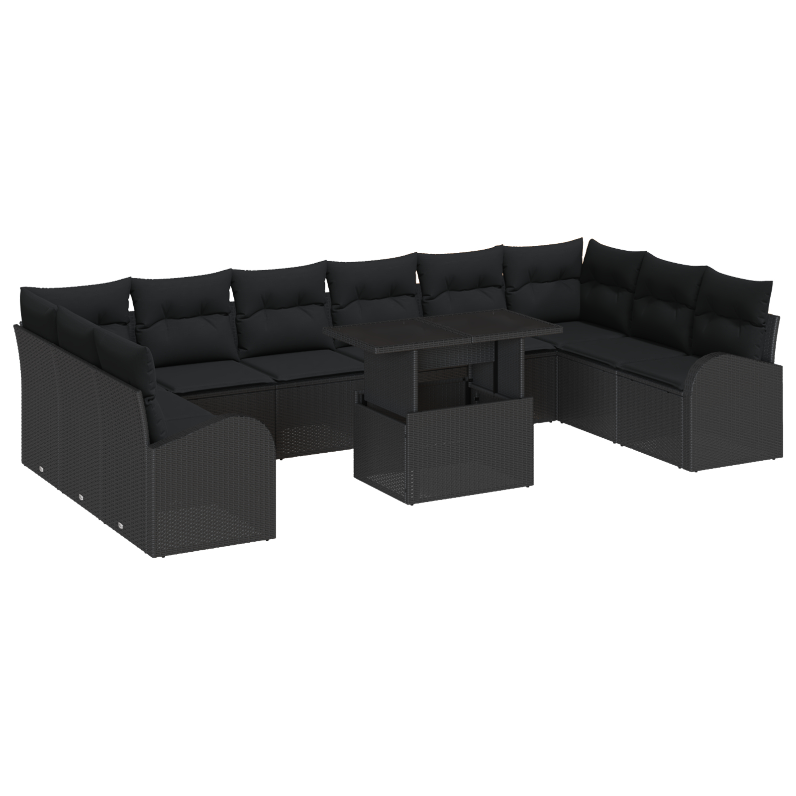 vidaXL Set de canapele pentru grădină 11 pcs Negru 100 x 55 x 73 cm
