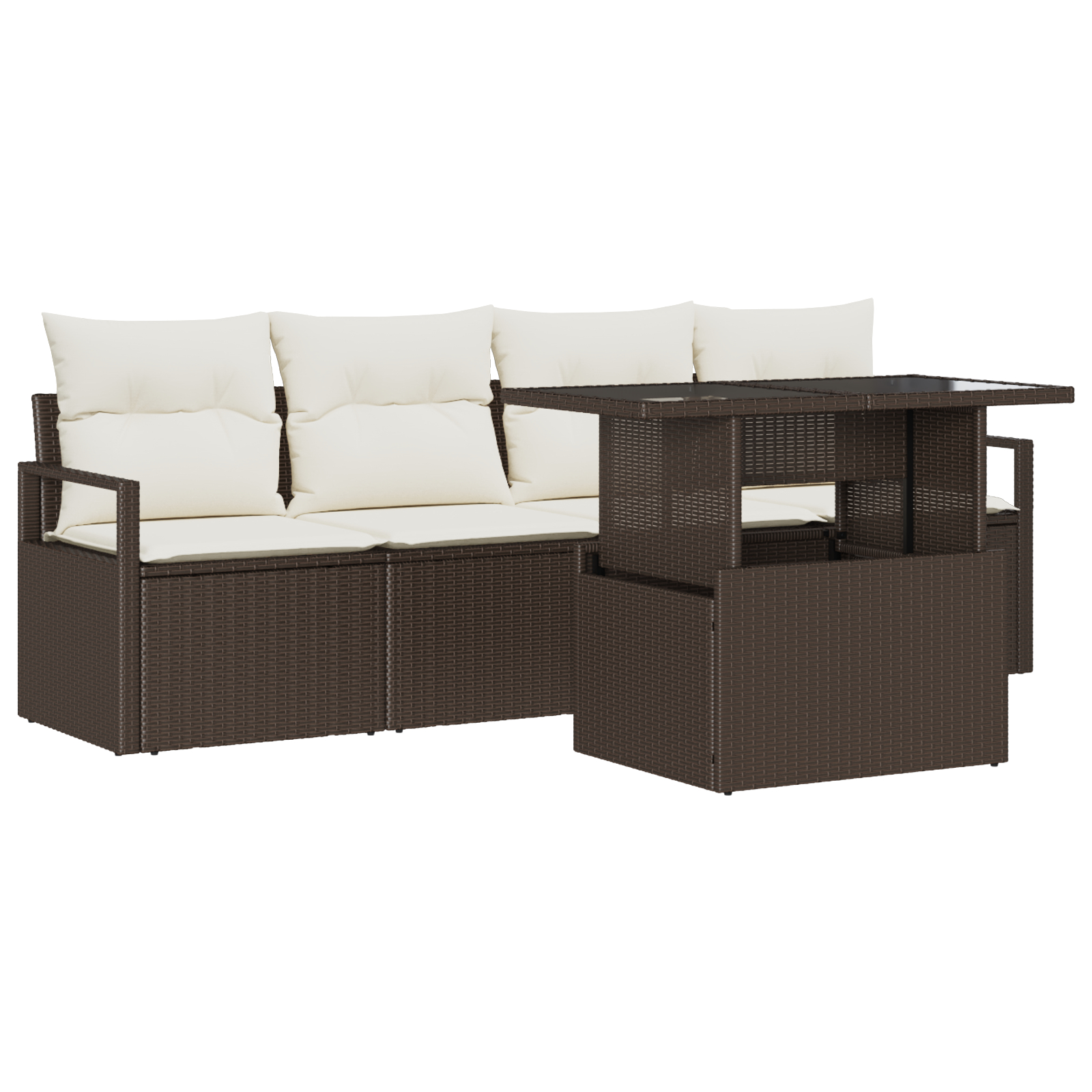 vidaXL Set de canapele pentru grădină cu pernă 5 pcs maro și crem vidaXL Set de canapele pentru grădină cu pernă 5 pcs maro și crem