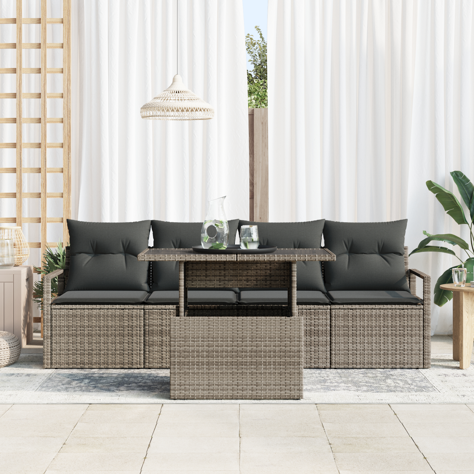 vidaXL Set de canapele pentru grădină 5 pcs Gri 100 x 55 x 73 cm