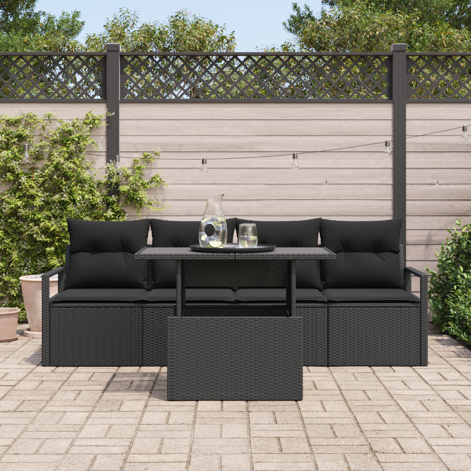 vidaXL Set de canapele pentru grădină 5 pcs Negru 100 x 55 x 73 cm