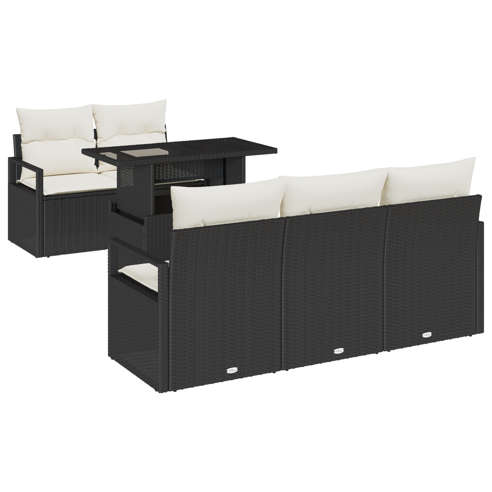 vidaXL Set de canapele pentru grădină cu pernă 6 pcs negru și crem vidaXL Set de canapele pentru grădină cu pernă 6 pcs negru și crem