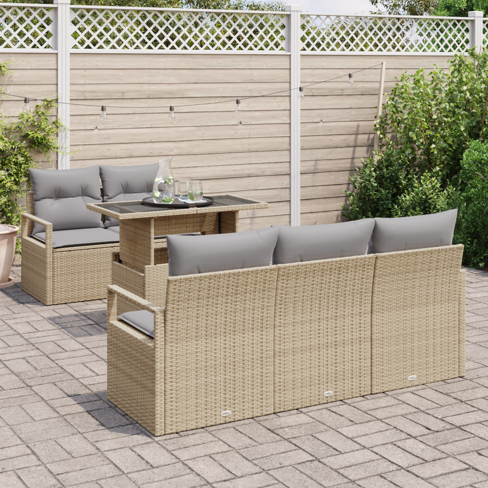 vidaXL Set de canapele pentru grădină Manual 6 pcs bej și gri deschis