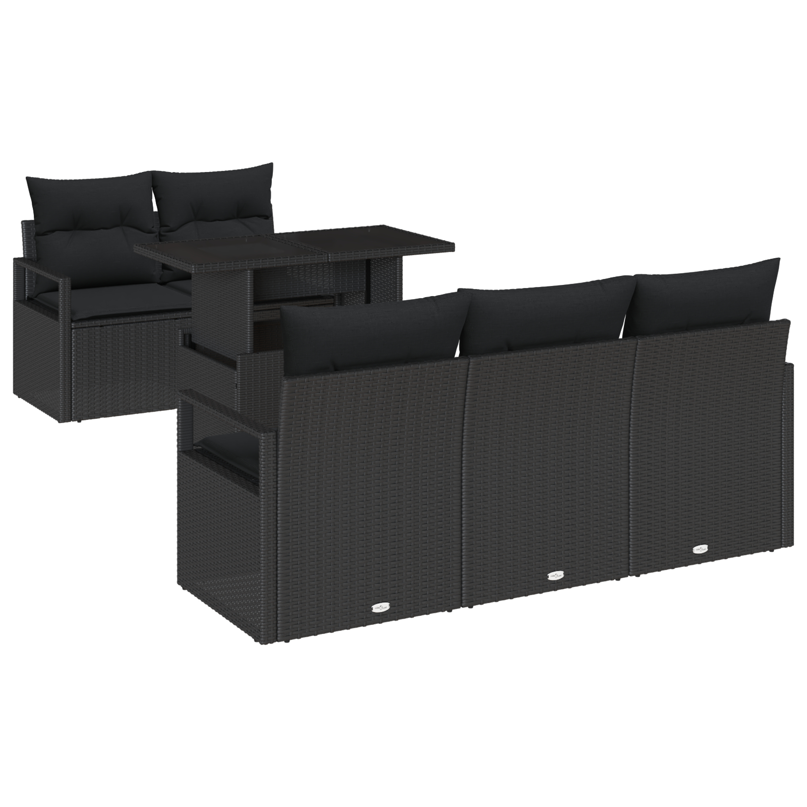 vidaXL Set de canapele pentru grădină 6 pcs Negru 100 x 55 x 73 cm