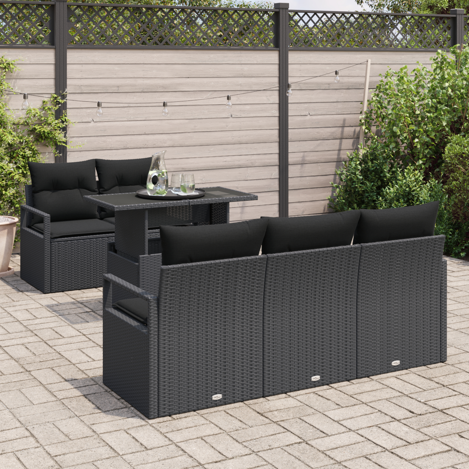 vidaXL Set de canapele pentru grădină 6 pcs Negru 100 x 55 x 73 cm