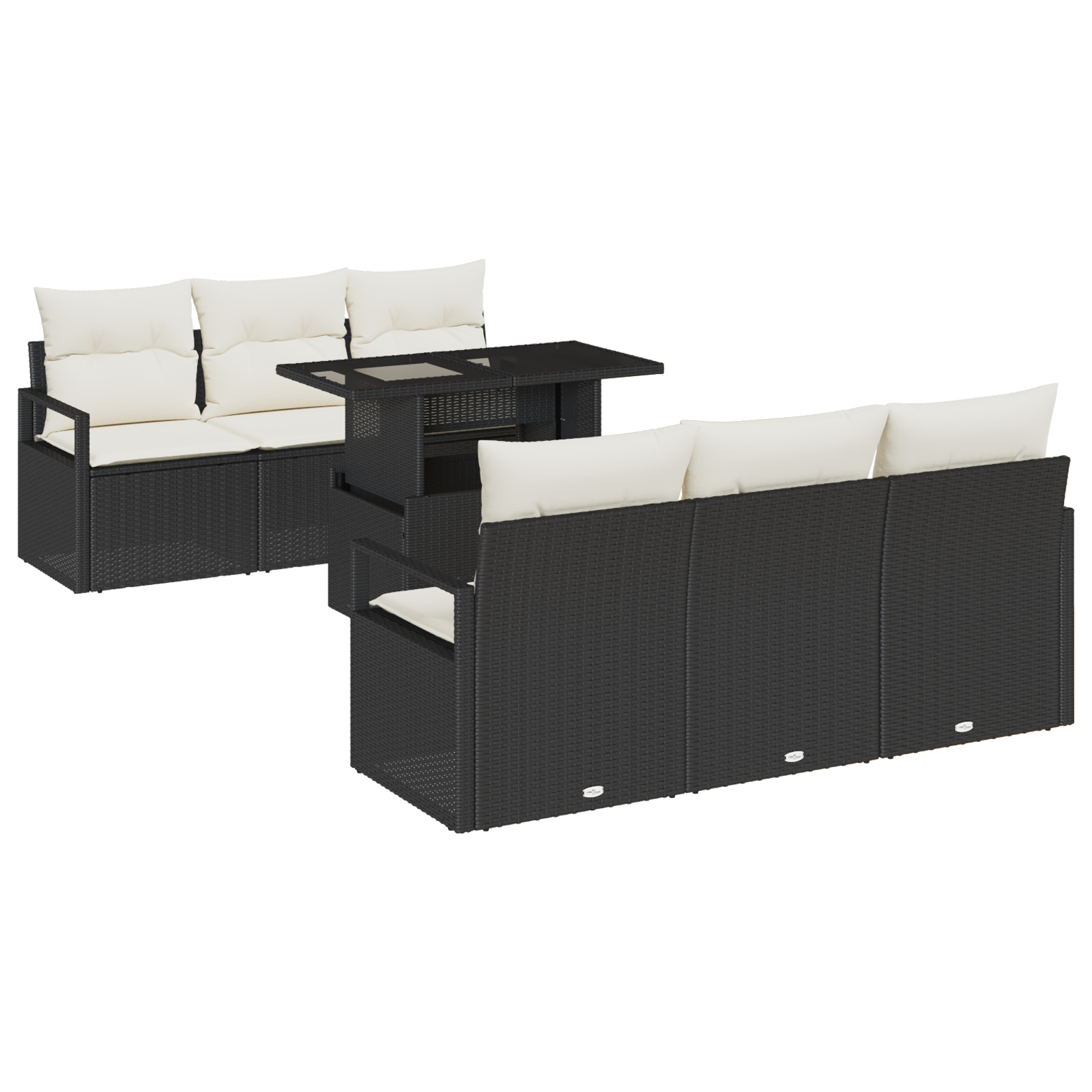 vidaXL Set de canapele pentru grădină cu pernă 7 pcs negru și crem vidaXL Set de canapele pentru grădină cu pernă 7 pcs negru și crem