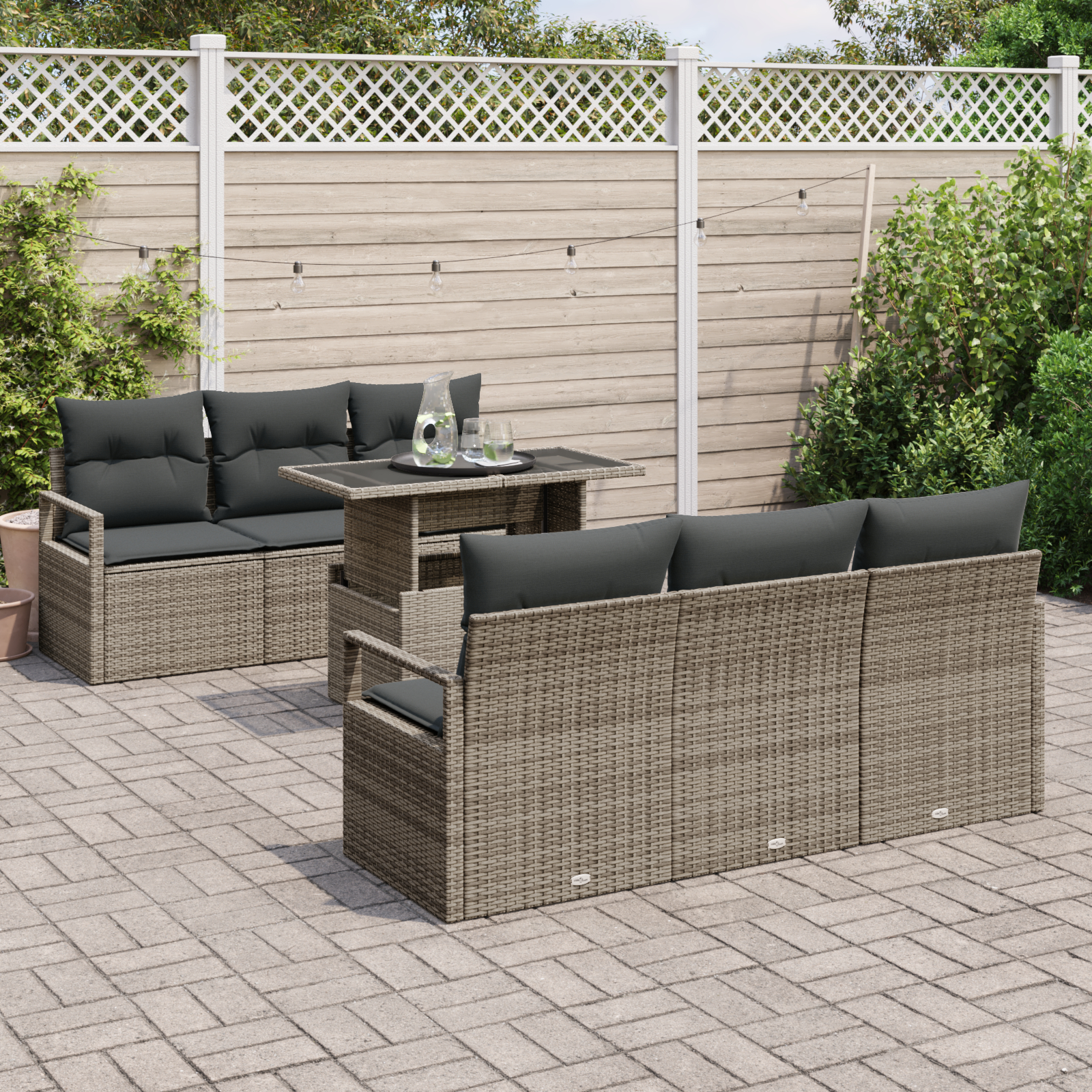 vidaXL Set de canapele pentru grădină 7 pcs Gri 100 x 55 x 73 cm
