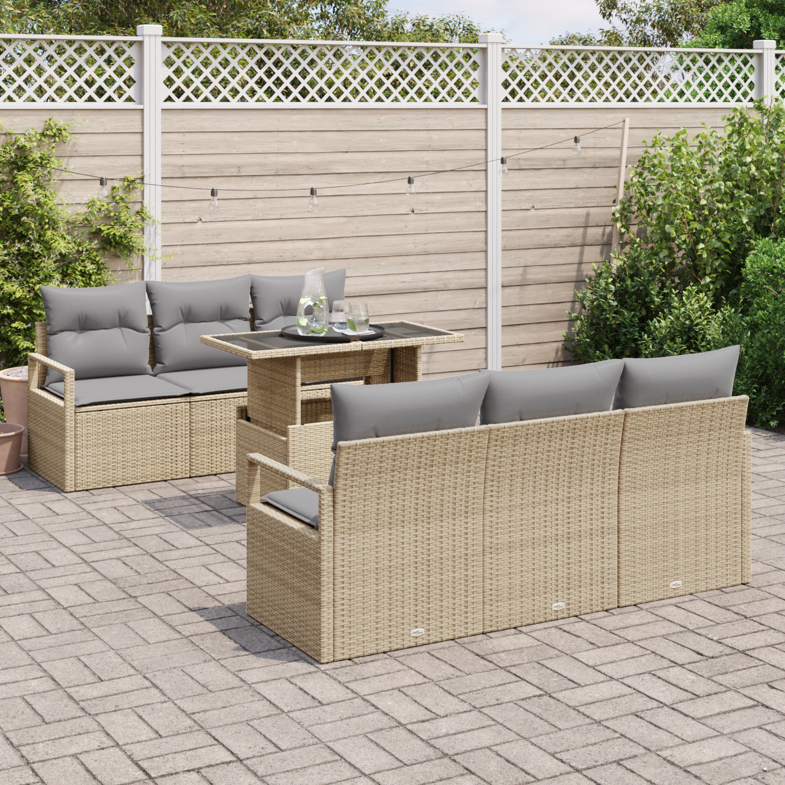 vidaXL Set de canapele pentru grădină Manual 7 pcs bej și gri deschis