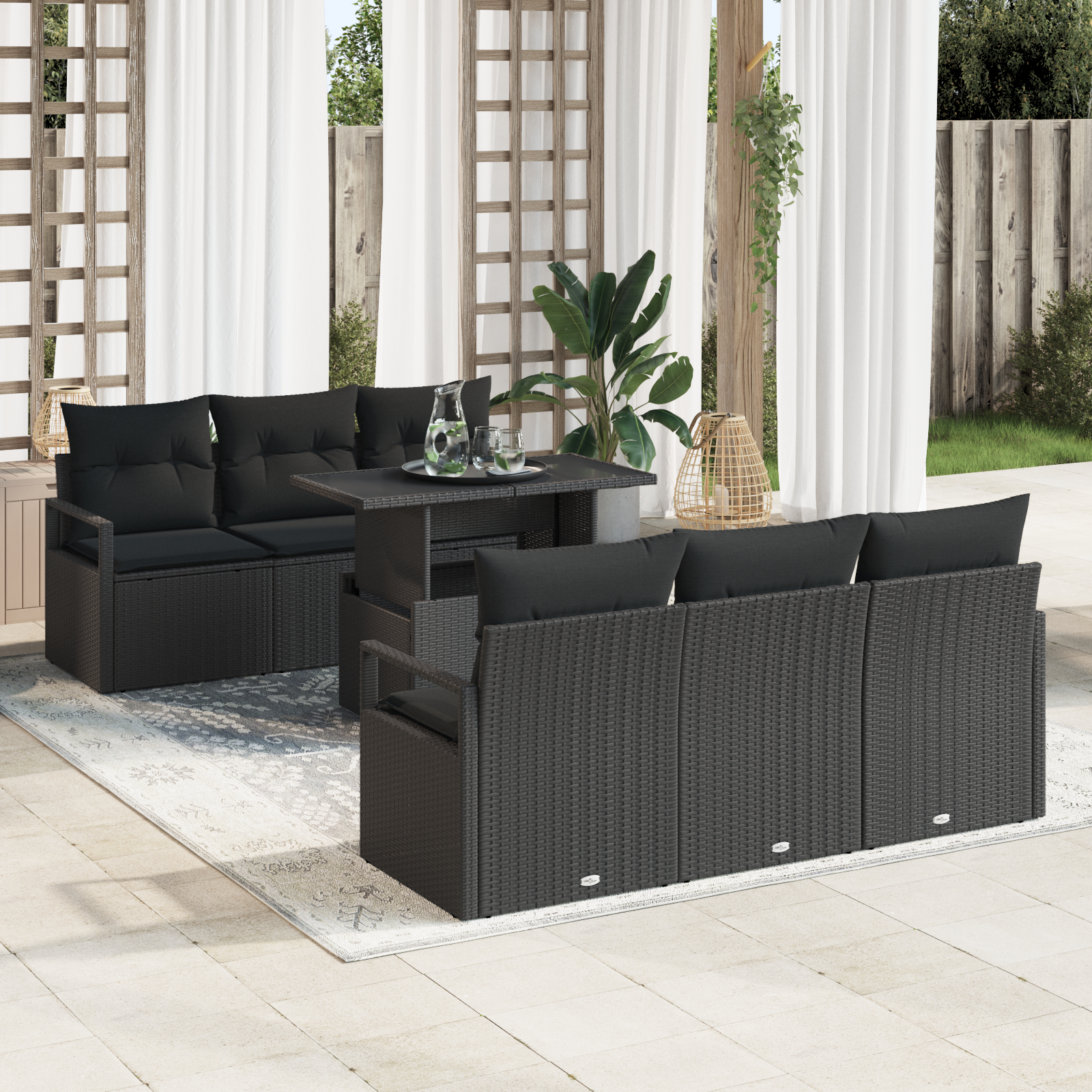vidaXL Set de canapele pentru grădină 7 pcs Negru 100 x 55 x 73 cm vidaXL Set de canapele pentru grădină 7 pcs Negru 100 x 55 x 73 cm