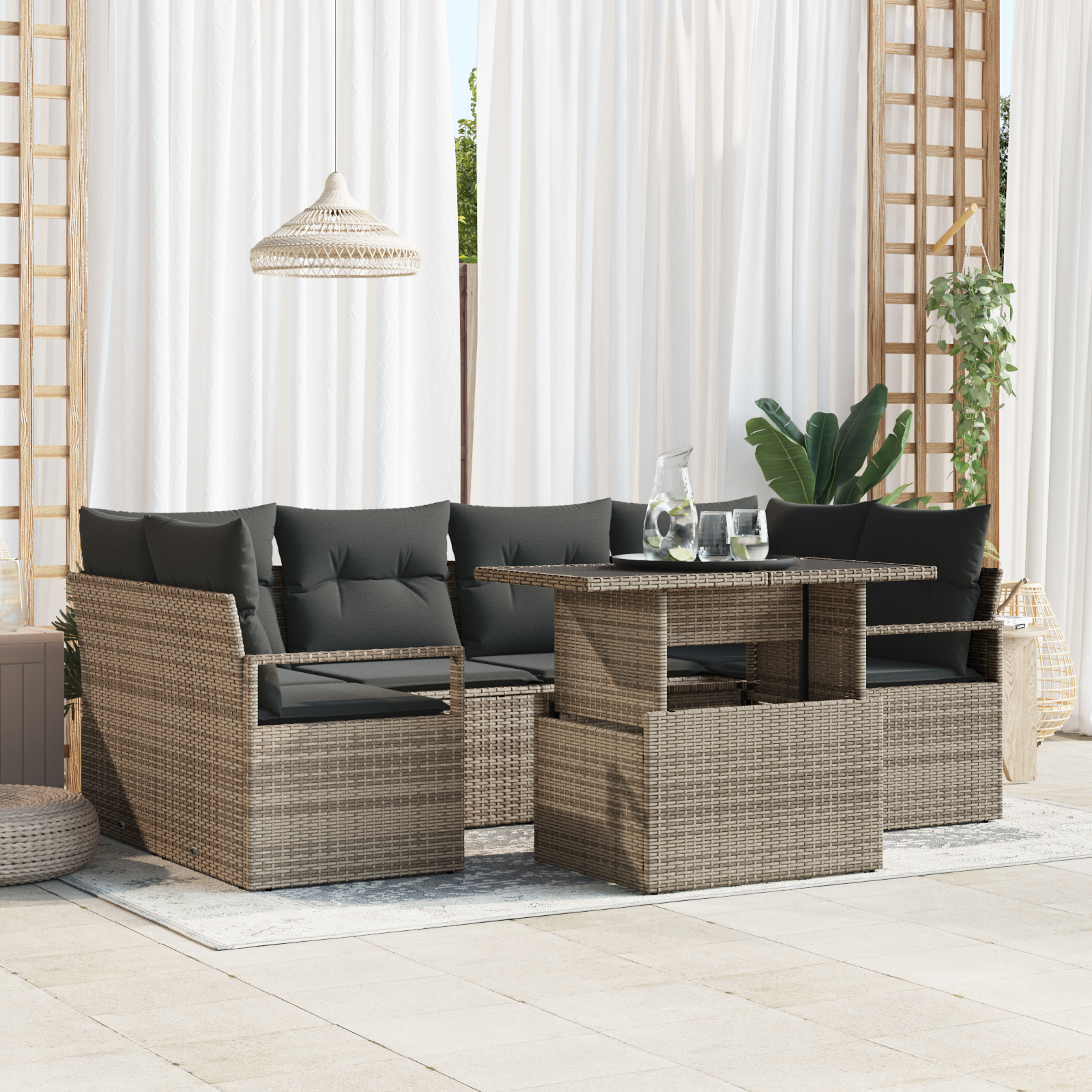 vidaXL Set de canapele pentru grădină 7 pcs Gri 100 x 55 x 73 cm