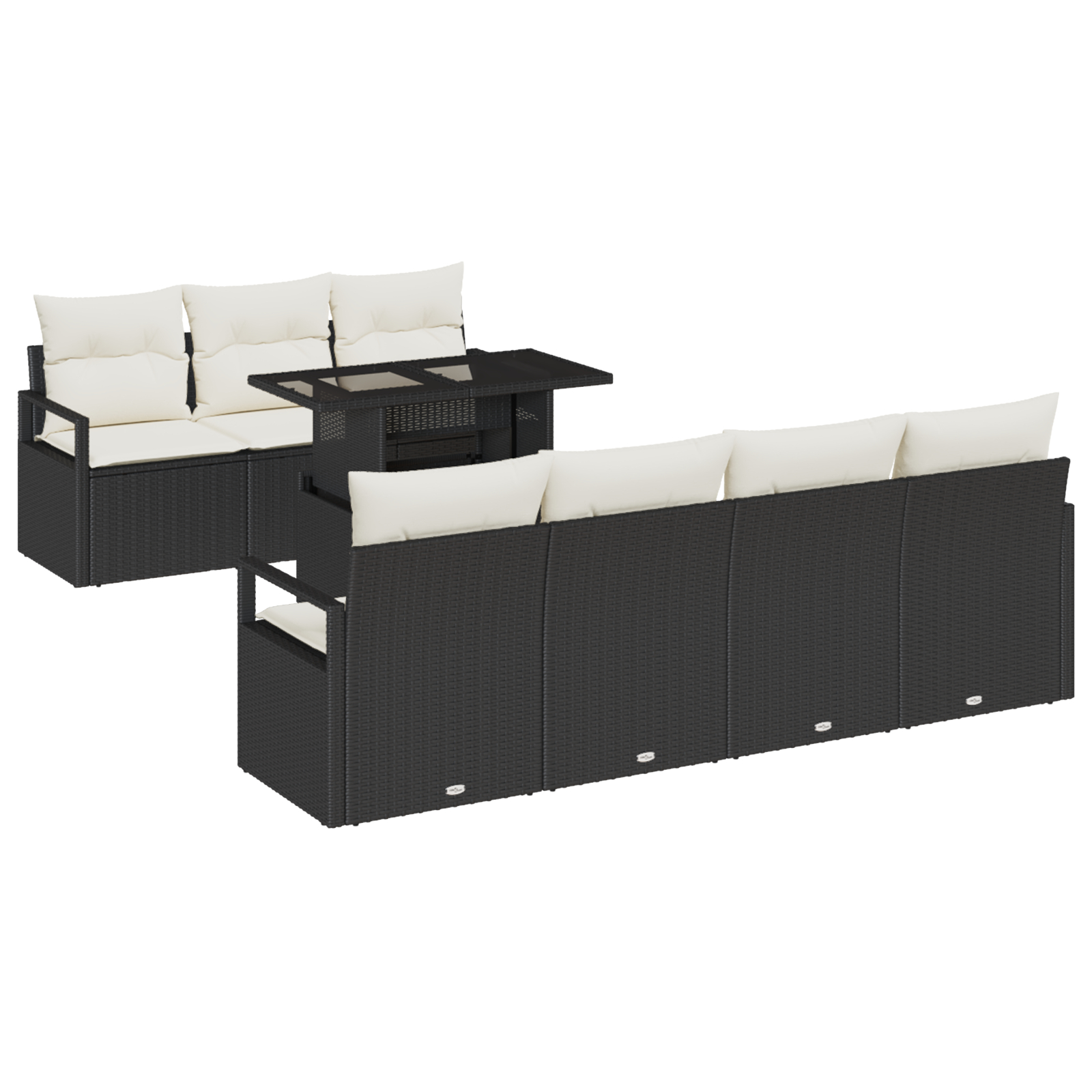 vidaXL Set de canapele pentru grădină cu pernă 8 pcs negru și crem