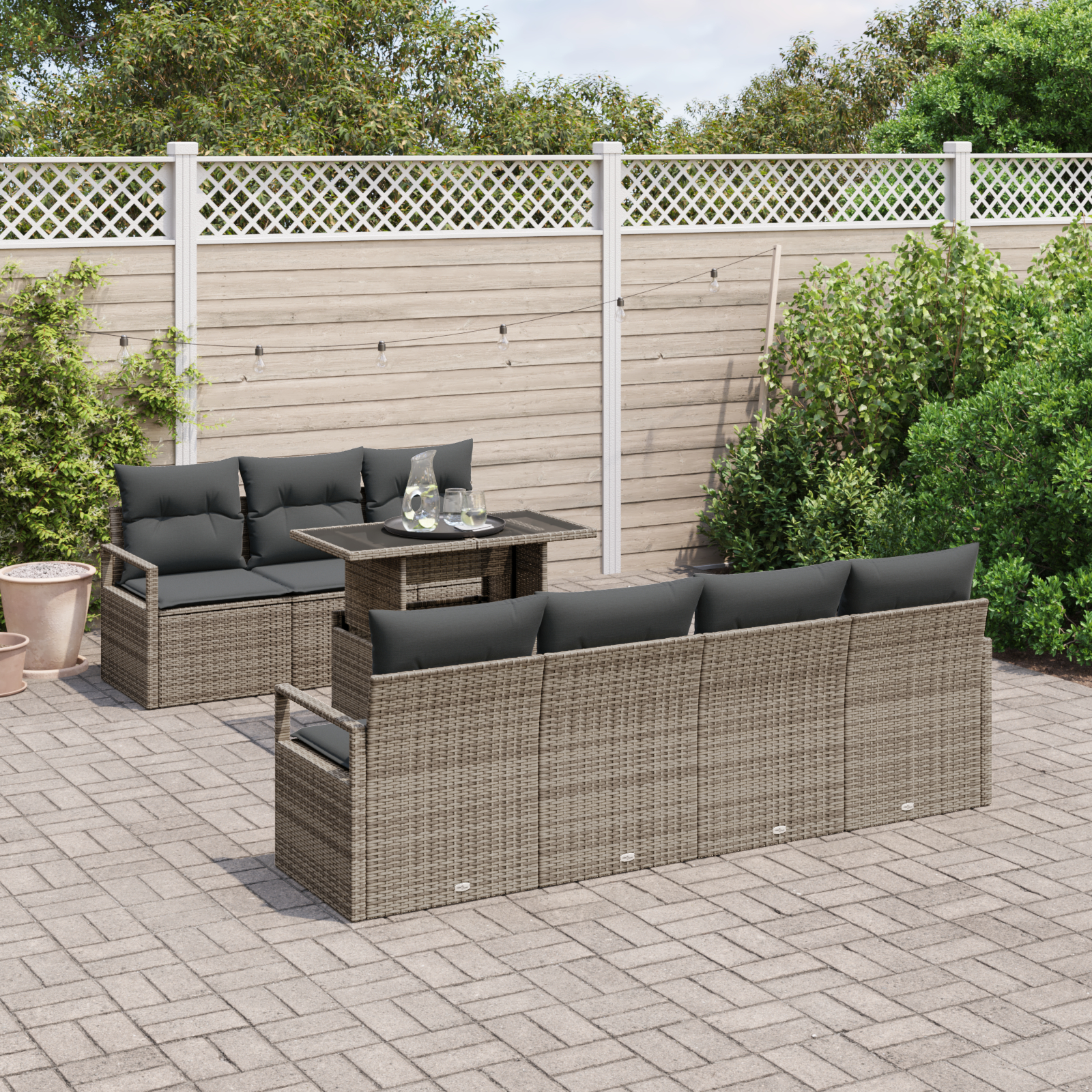 vidaXL Set de canapele pentru grădină 8 pcs Gri 100 x 55 x 73 cm