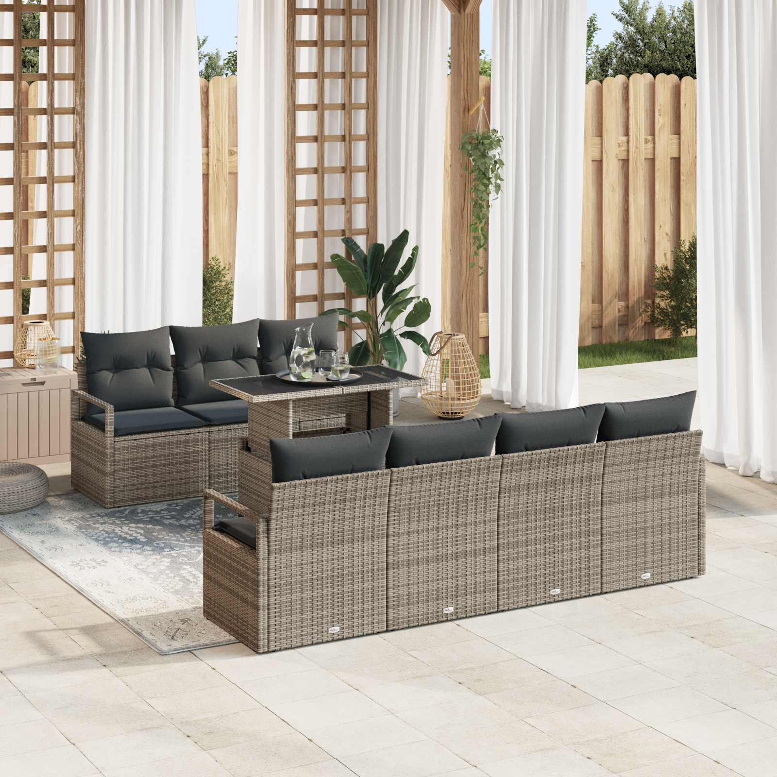 vidaXL Set de canapele pentru grădină 8 pcs Gri 100 x 55 x 73 cm