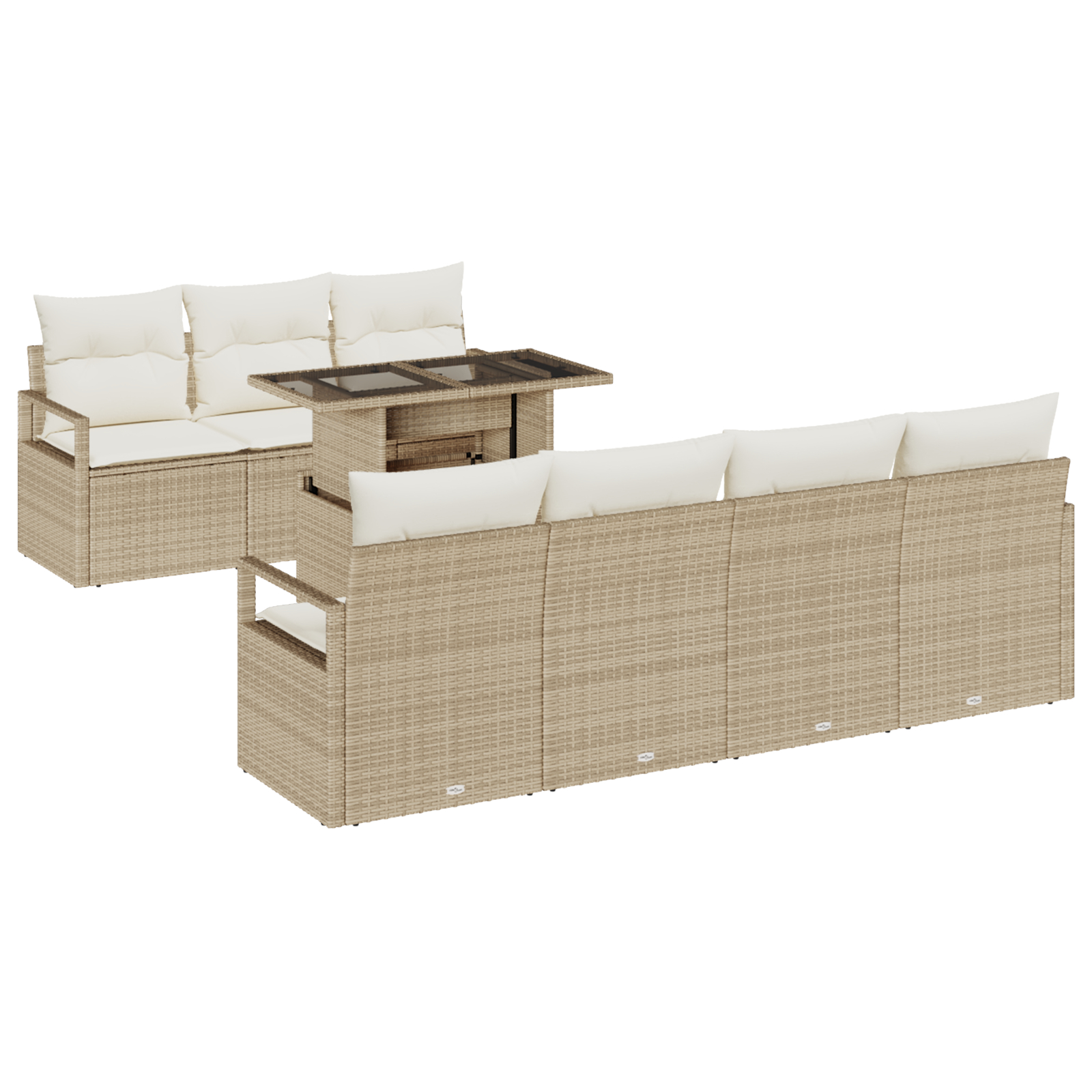 vidaXL Set de canapele pentru grădină cu pernă 8 pcs bej și crem