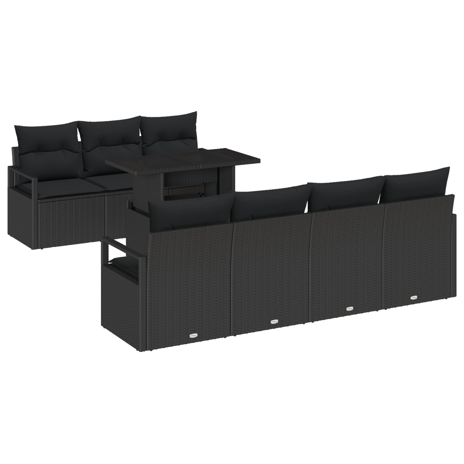 vidaXL Set de canapele pentru grădină 8 pcs Negru 100 x 55 x 73 cm