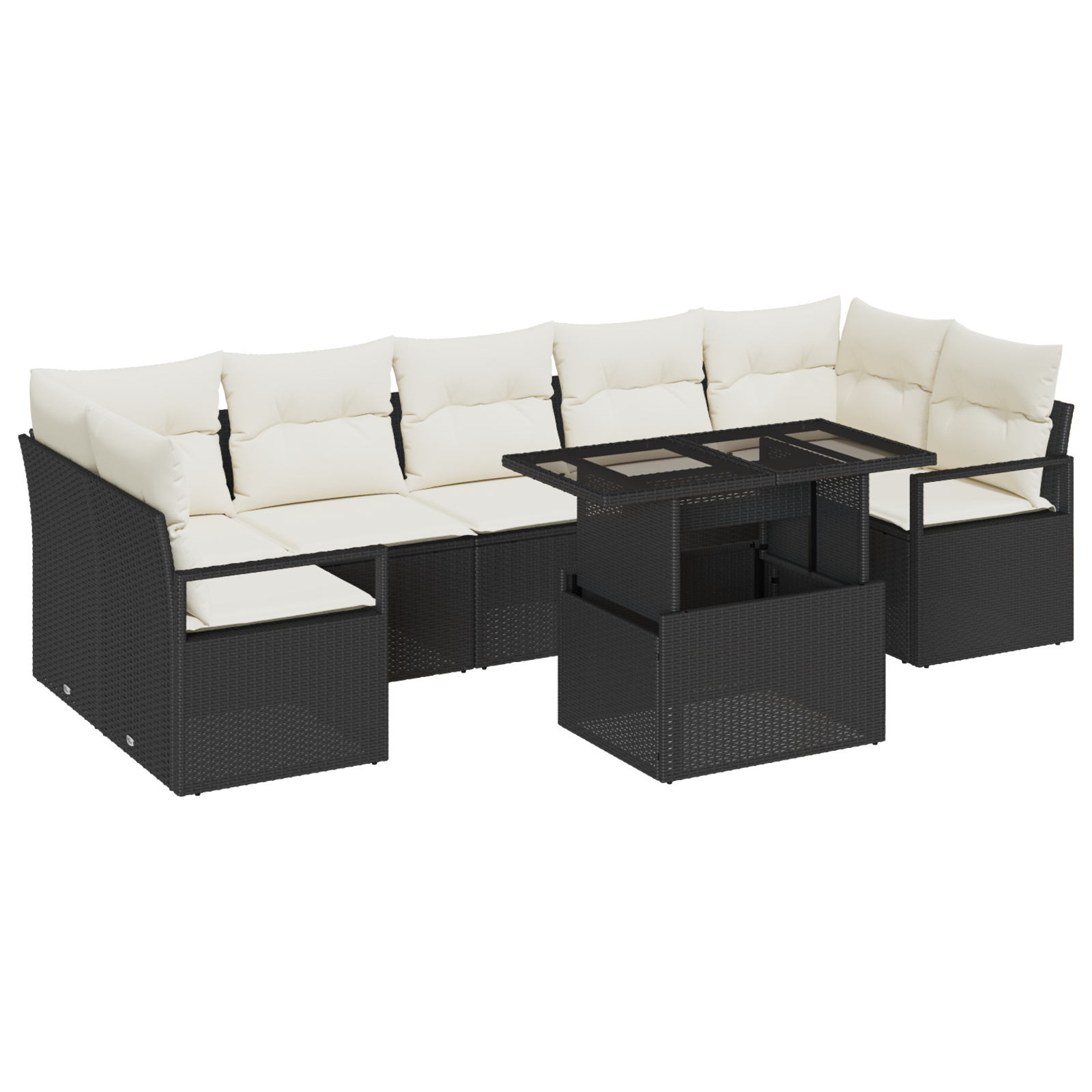 vidaXL Set de canapele pentru grădină cu pernă 8 pcs negru și crem