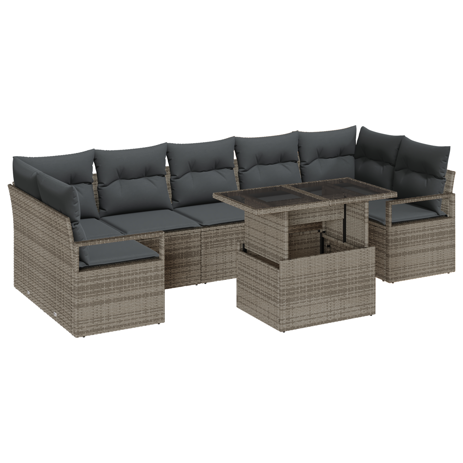 vidaXL Set de canapele pentru grădină 8 pcs Gri 100 x 55 x 73 cm