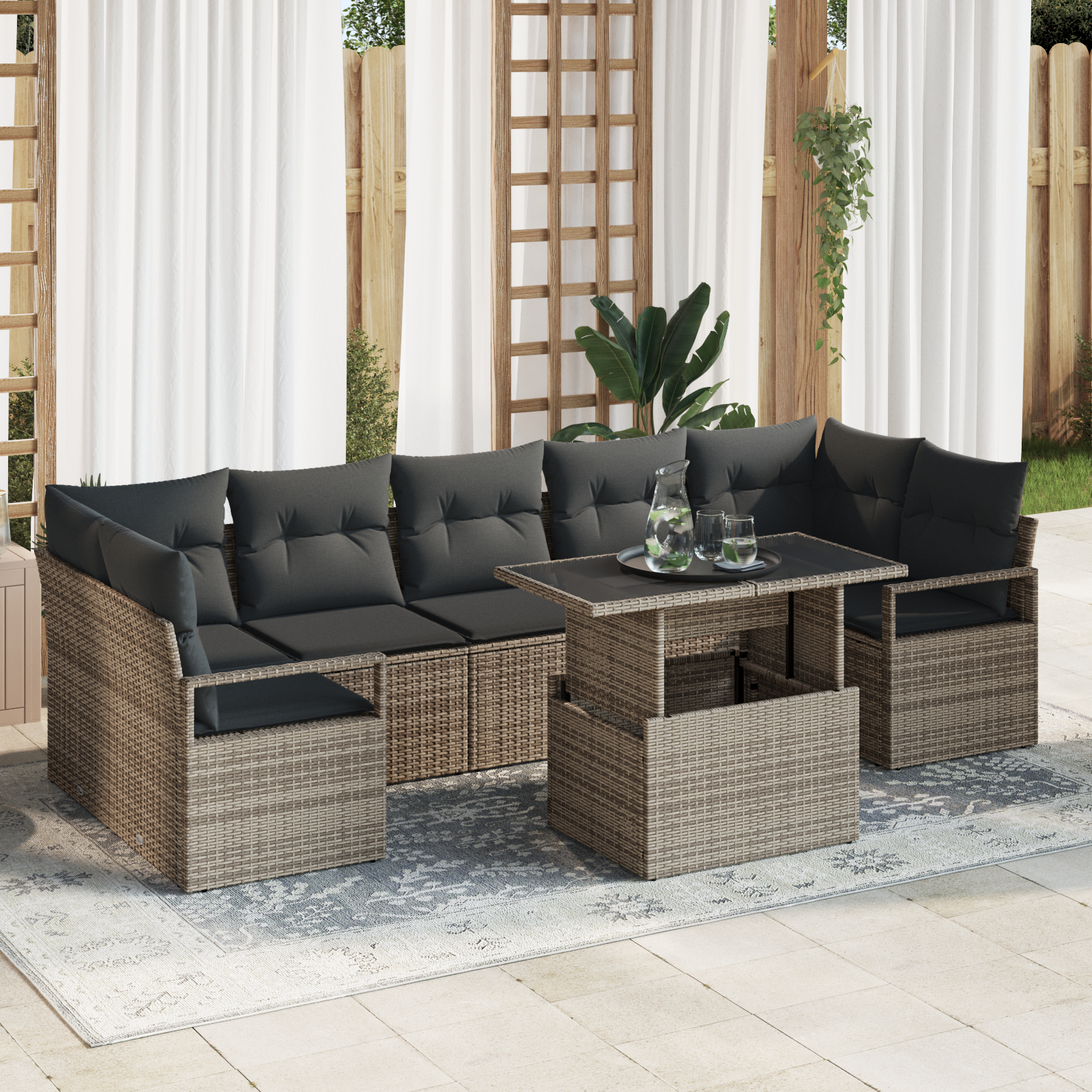vidaXL Set de canapele pentru grădină 8 pcs Gri 100 x 55 x 73 cm