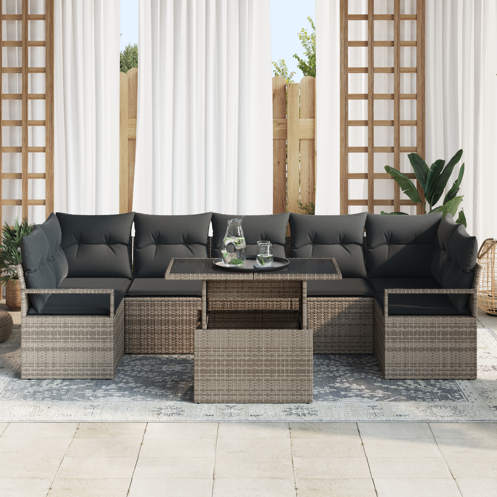 vidaXL Set de canapele pentru grădină 8 pcs Gri 100 x 55 x 73 cm