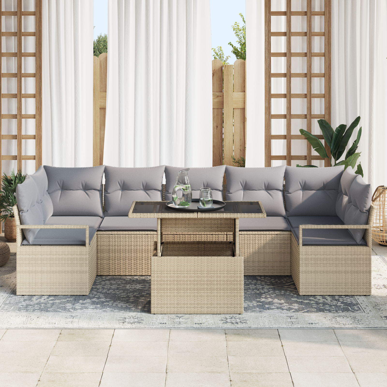 vidaXL Set de canapele pentru grădină Manual 8 pcs bej și gri deschis