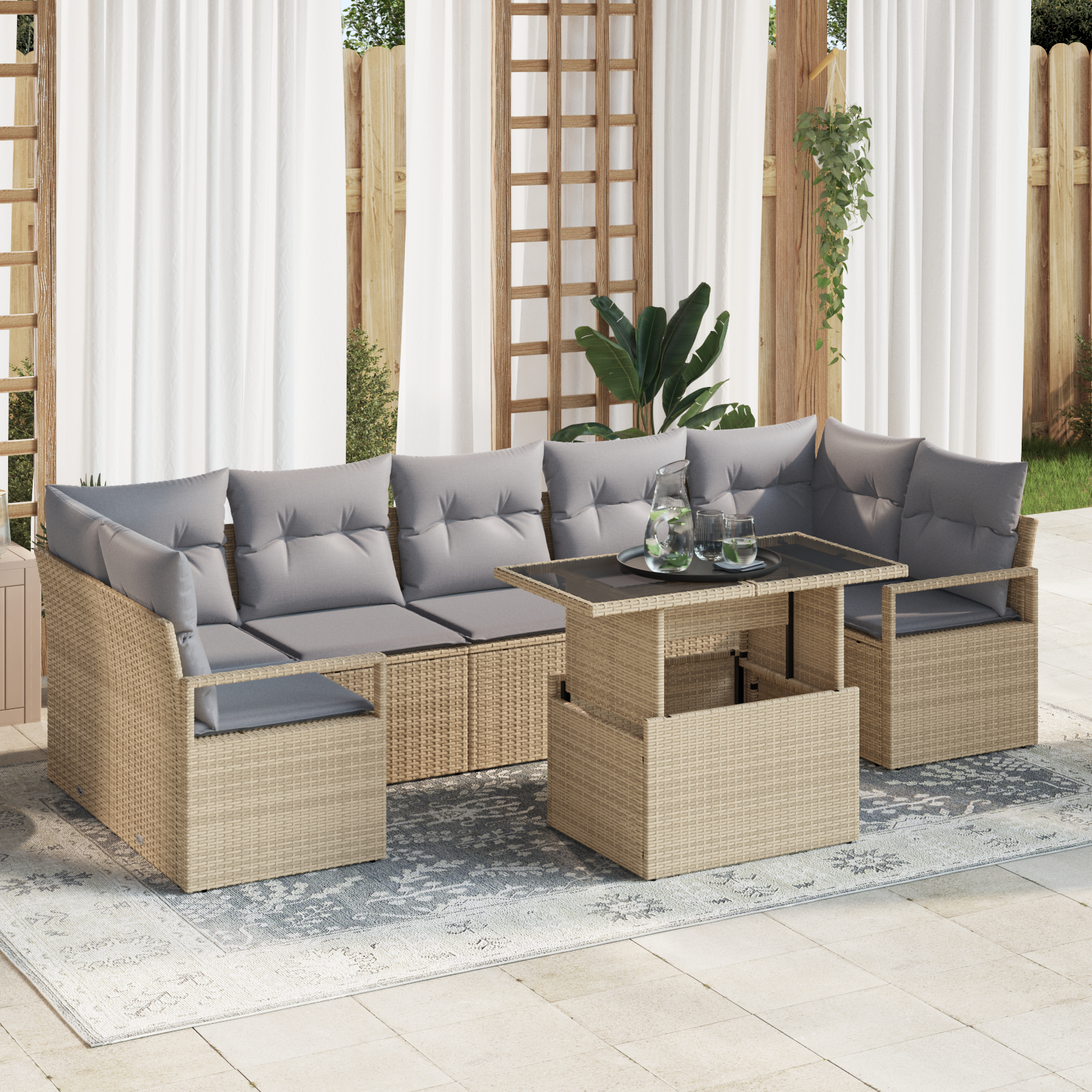 vidaXL Set de canapele pentru grădină Manual 8 pcs bej și gri deschis