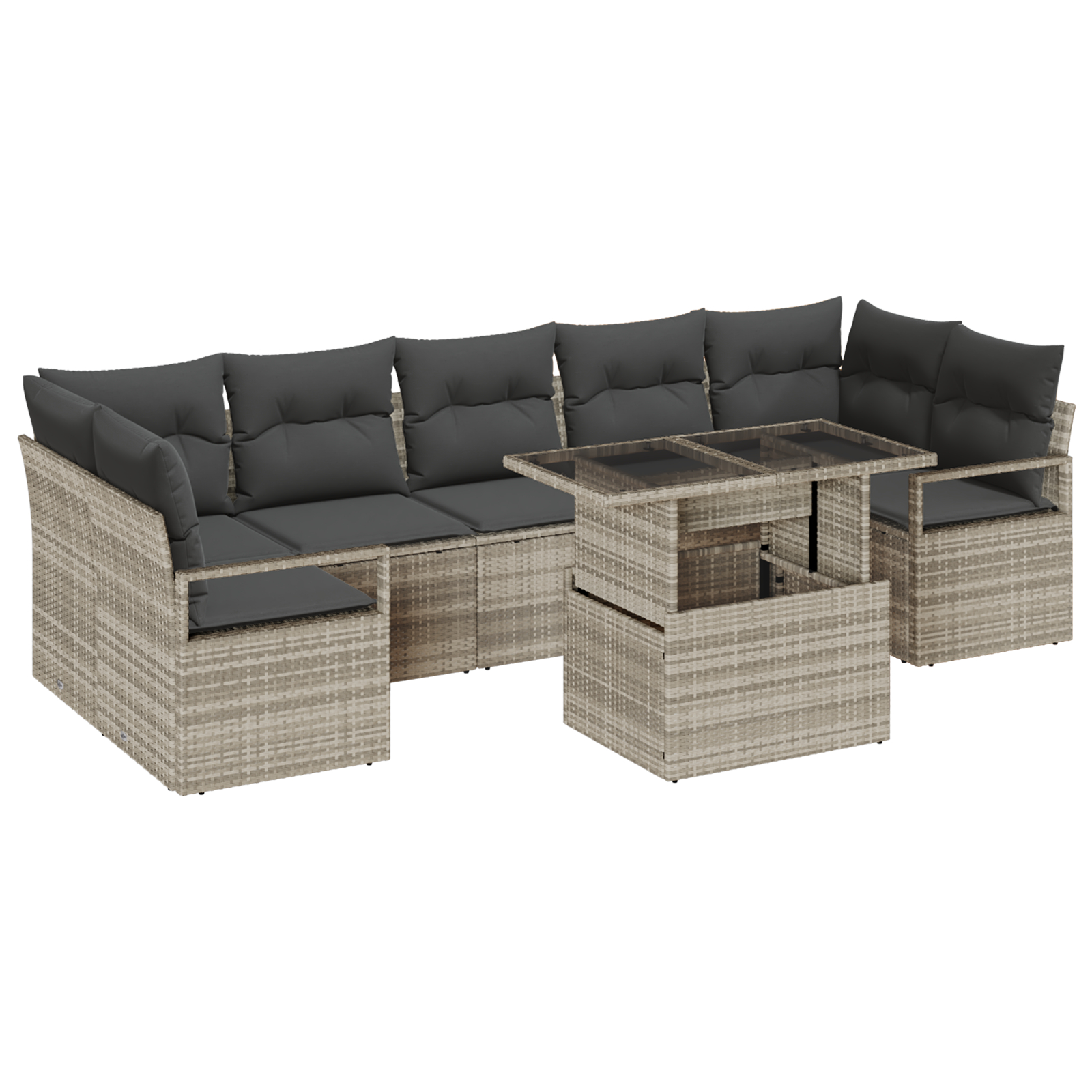 vidaXL Set de canapele pentru grădină cu pernă 8 pcs Gri deschis vidaXL Set de canapele pentru grădină cu pernă 8 pcs Gri deschis