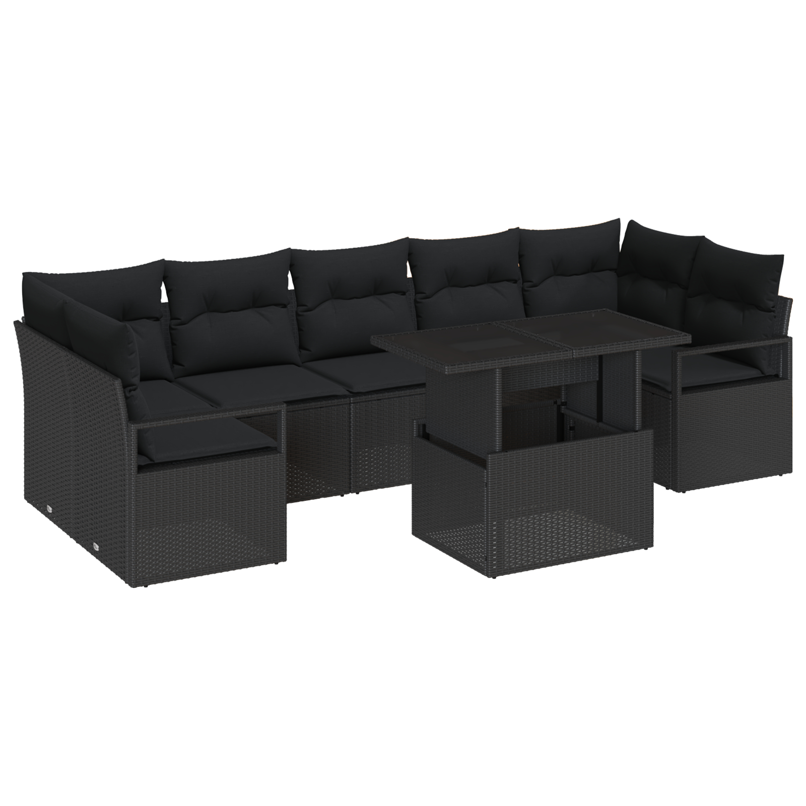 vidaXL Set de canapele pentru grădină 8 pcs Negru 100 x 55 x 73 cm
