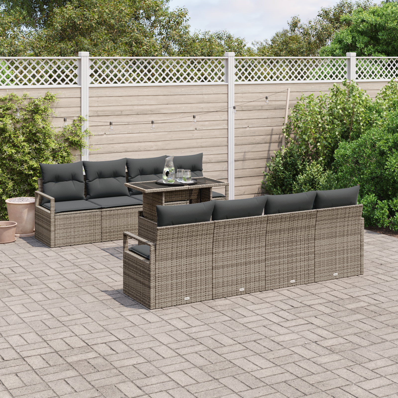 vidaXL Set de canapele pentru grădină 7 pcs Gri 100 x 55 x 73 cm