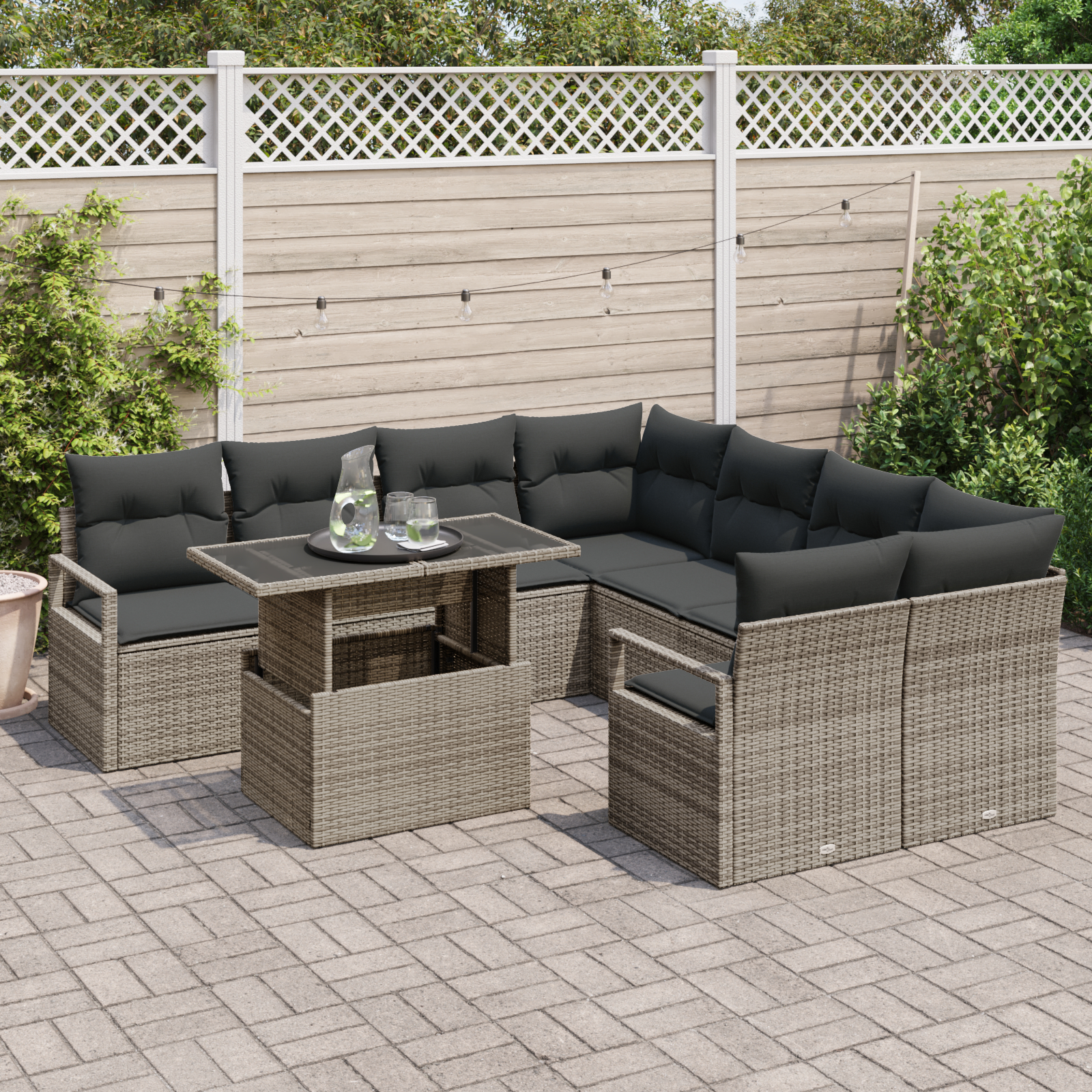 vidaXL Set de canapele pentru grădină 9 pcs Gri 100 x 55 x 73 cm vidaXL Set de canapele pentru grădină 9 pcs Gri 100 x 55 x 73 cm