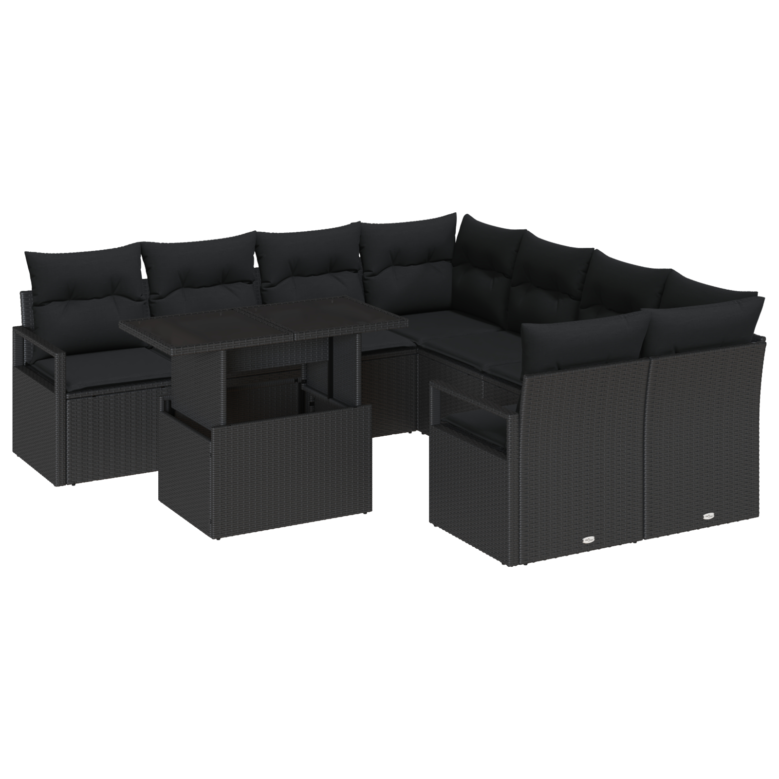 vidaXL Set de canapele pentru grădină 9 pcs Negru 100 x 55 x 73 cm vidaXL Set de canapele pentru grădină 9 pcs Negru 100 x 55 x 73 cm
