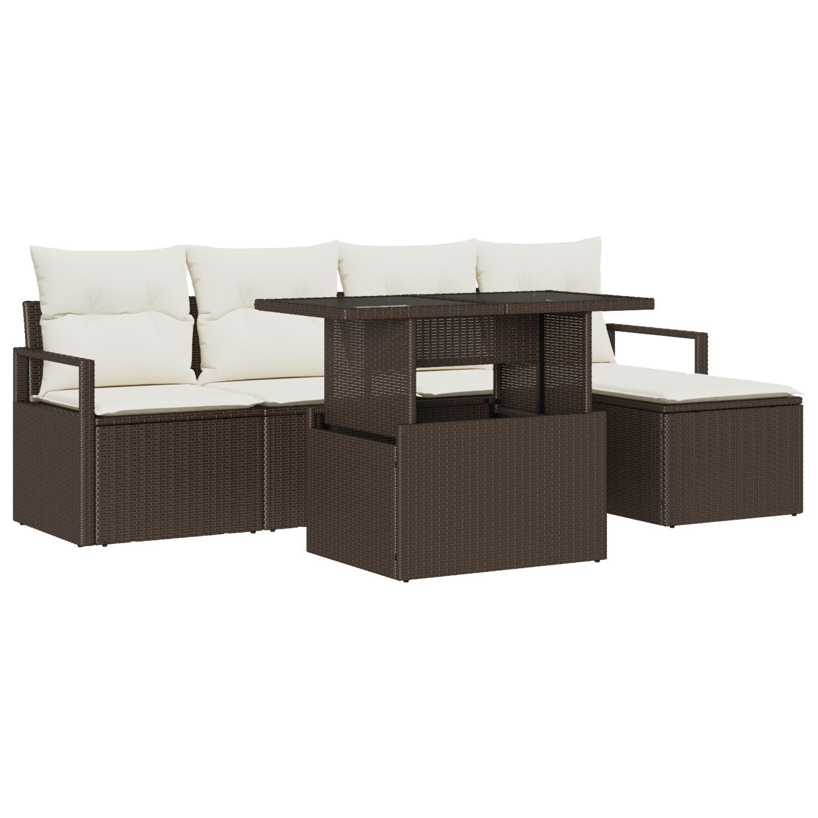 vidaXL Set de canapele pentru grădină cu pernă 6 pcs maro și crem vidaXL Set de canapele pentru grădină cu pernă 6 pcs maro și crem