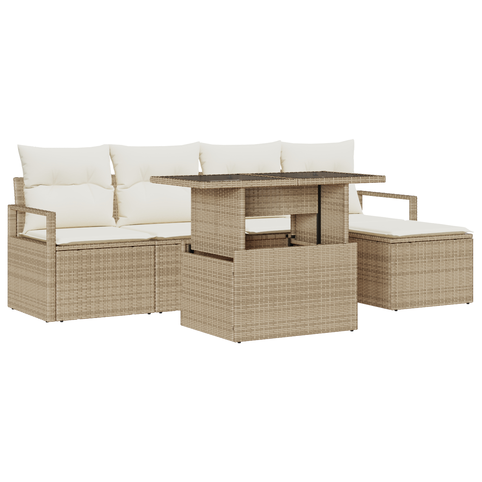 vidaXL Set de canapele pentru grădină cu pernă 6 pcs bej și crem vidaXL Set de canapele pentru grădină cu pernă 6 pcs bej și crem