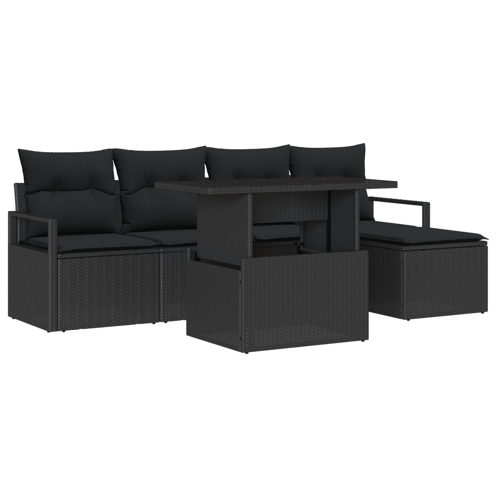 vidaXL Set de canapele pentru grădină cu pernă 6 pcs Negru vidaXL Set de canapele pentru grădină cu pernă 6 pcs Negru