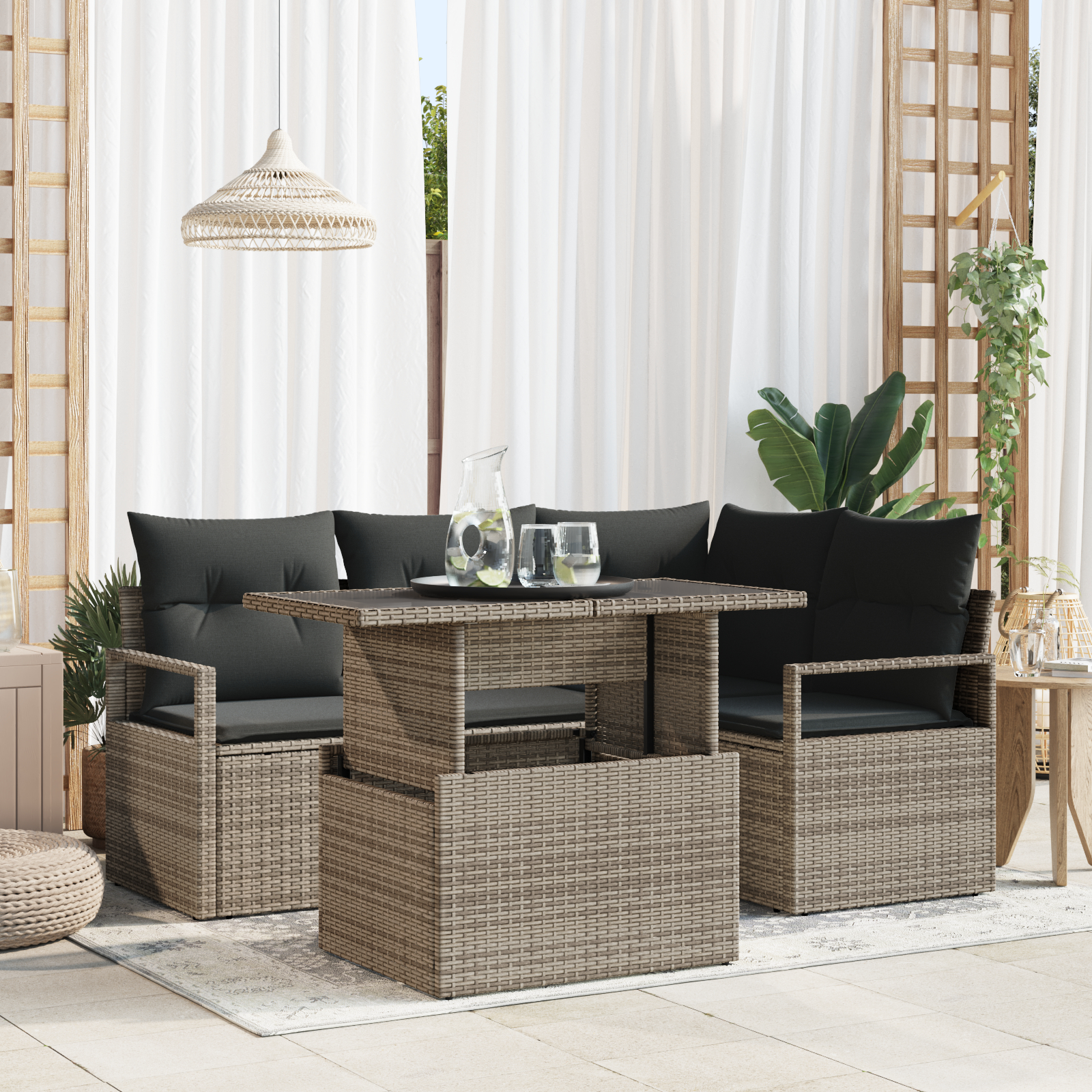 vidaXL Set de canapele pentru grădină 5 pcs Gri 100 x 55 x 73 cm