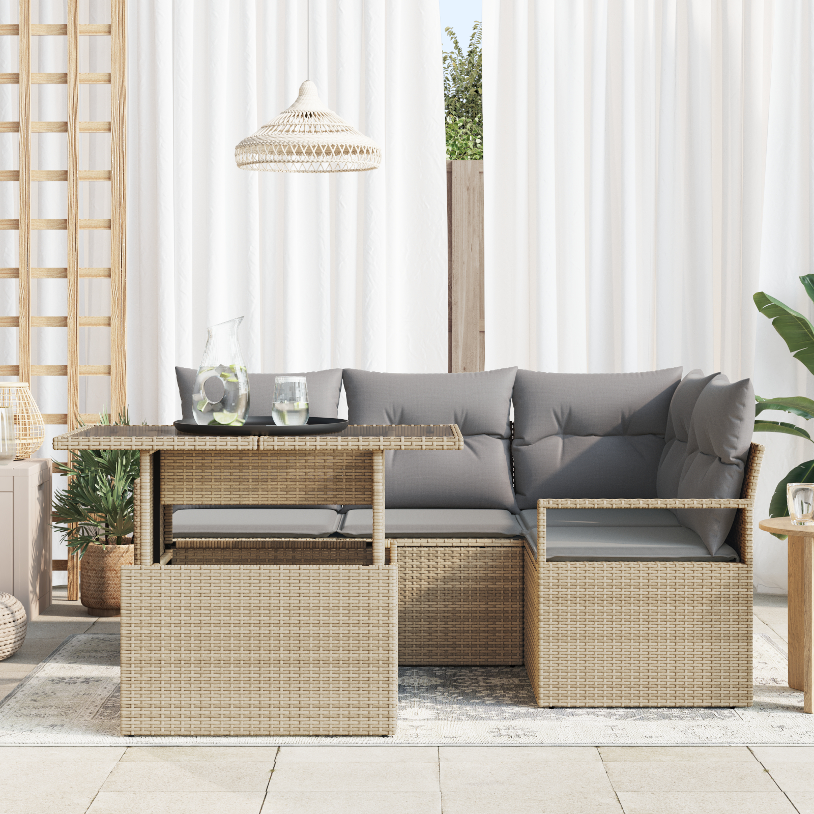 vidaXL Set de canapele pentru grădină Manual 5 pcs bej și gri deschis