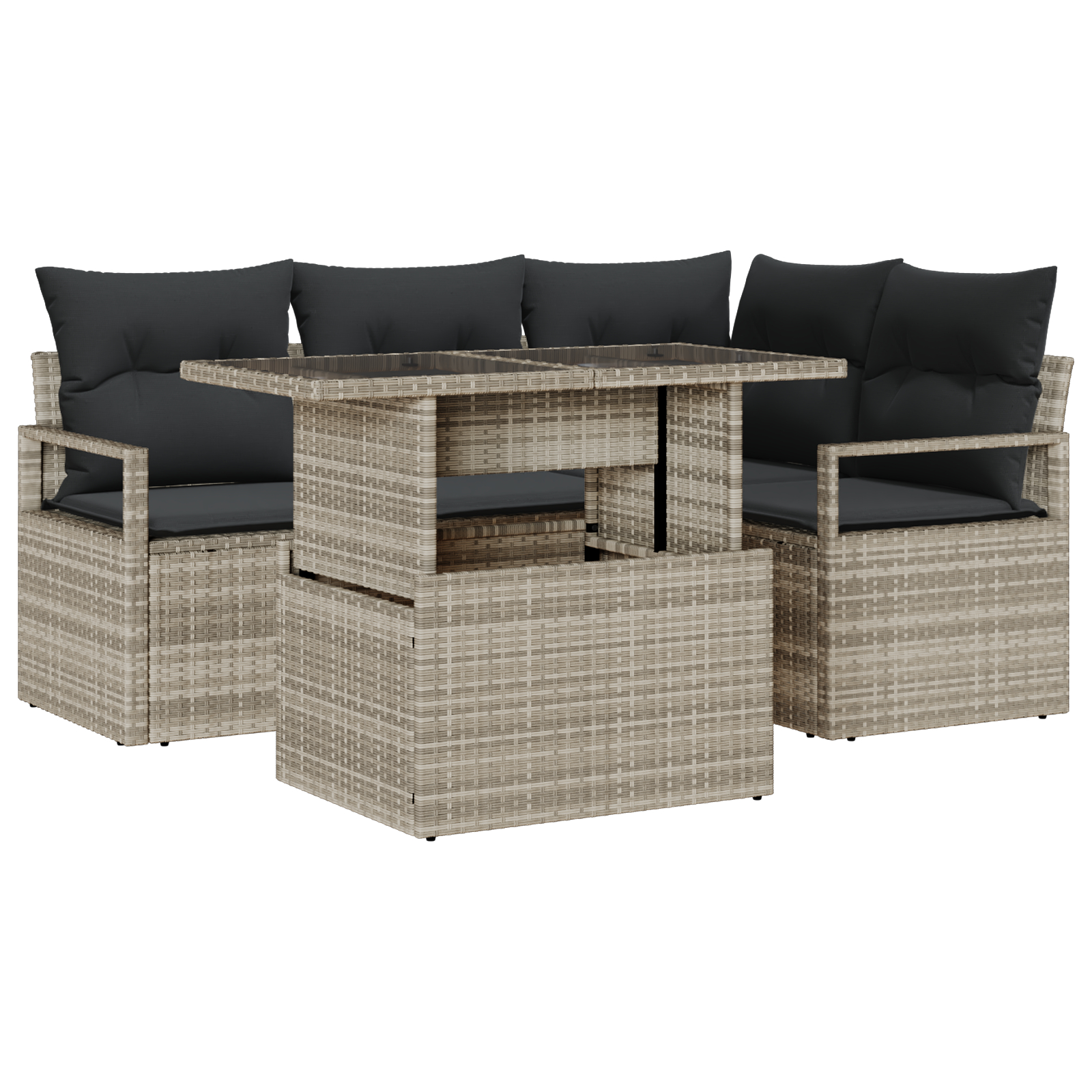vidaXL Set de canapele pentru grădină cu pernă 5 pcs Gri deschis vidaXL Set de canapele pentru grădină cu pernă 5 pcs Gri deschis
