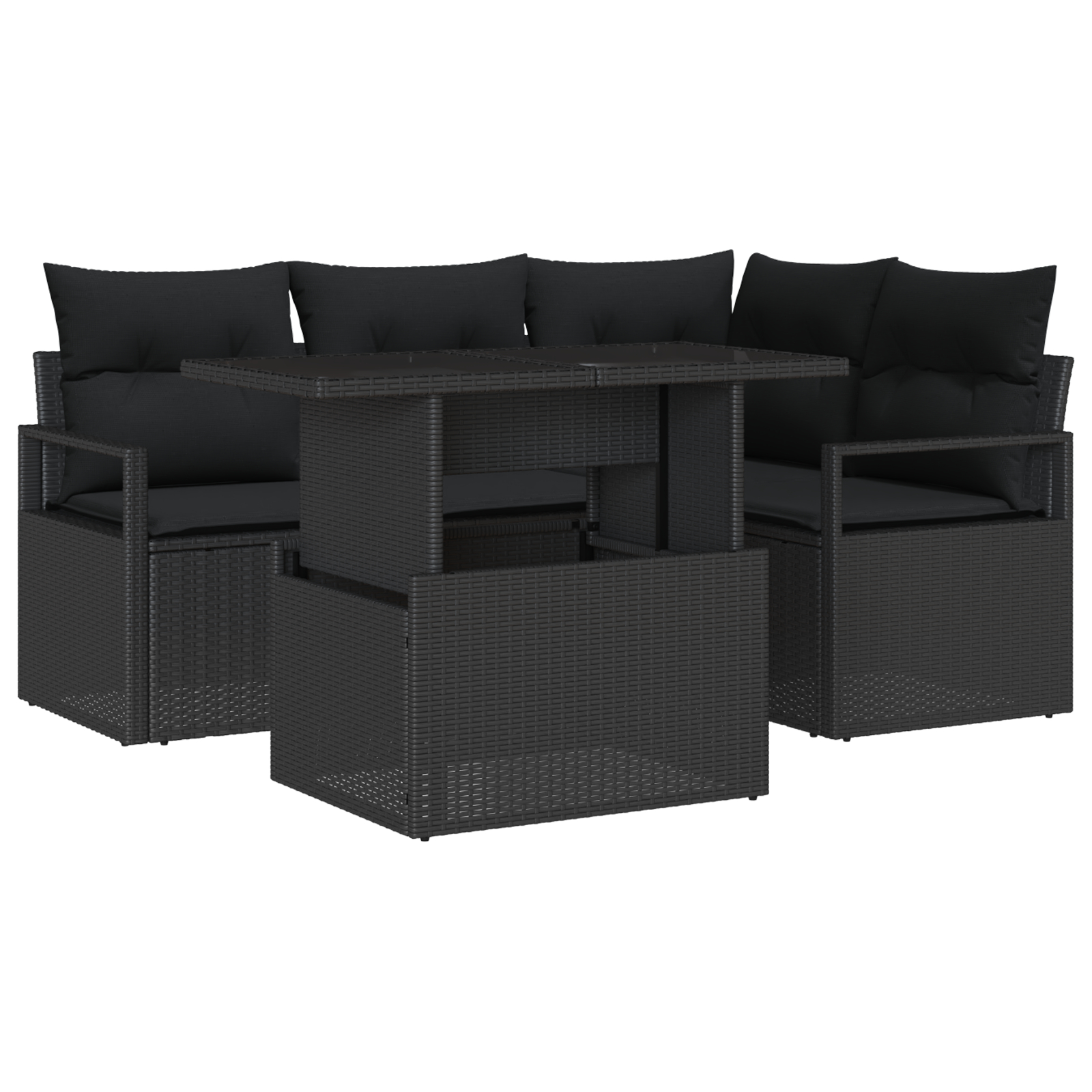 vidaXL Set de canapele pentru grădină 5 pcs Negru 100 x 55 x 73 cm