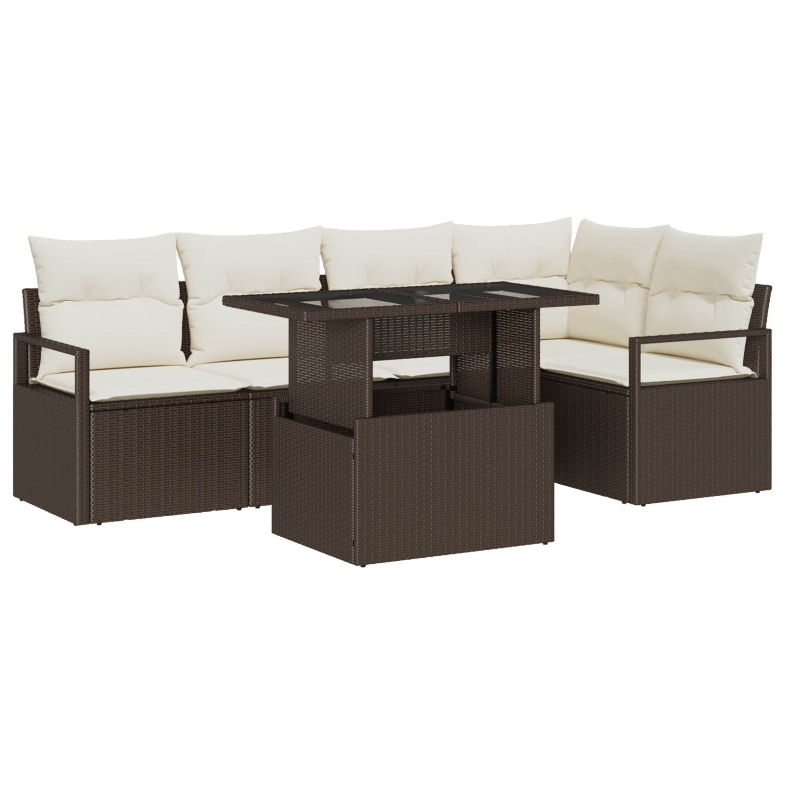 vidaXL Set de canapele pentru grădină cu pernă 6 pcs maro și crem vidaXL Set de canapele pentru grădină cu pernă 6 pcs maro și crem